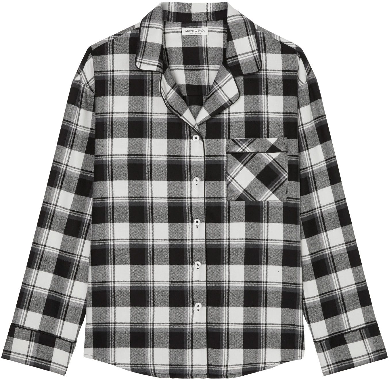 Marc O'Polo Pyjamaoberteil Homey Flanne Karo-Muster, Langarm, Kragen, Brust günstig online kaufen