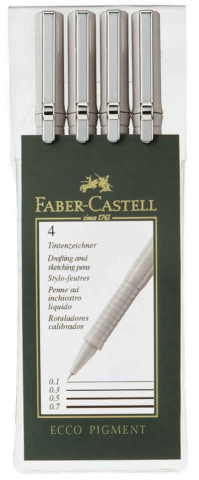 Faber-Castell Tintenfeinschreiber FABER-CASTELL Pigmentliner ECCO PIGMENT, schwarz, 4er Etui