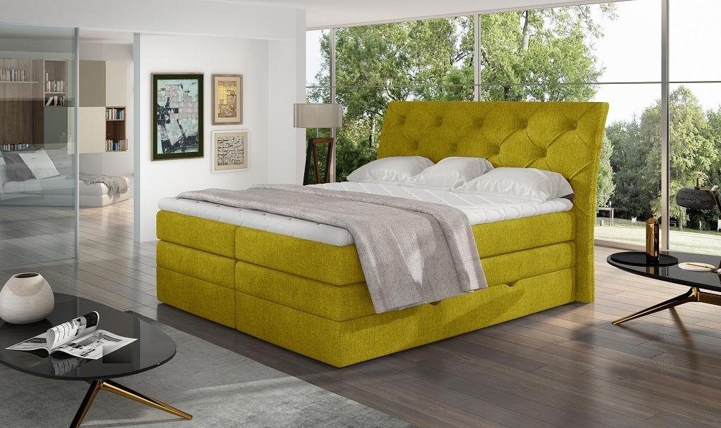 Gestell Betten JVmoebel Luxus Möbel Polster Bett Moderne Gelb