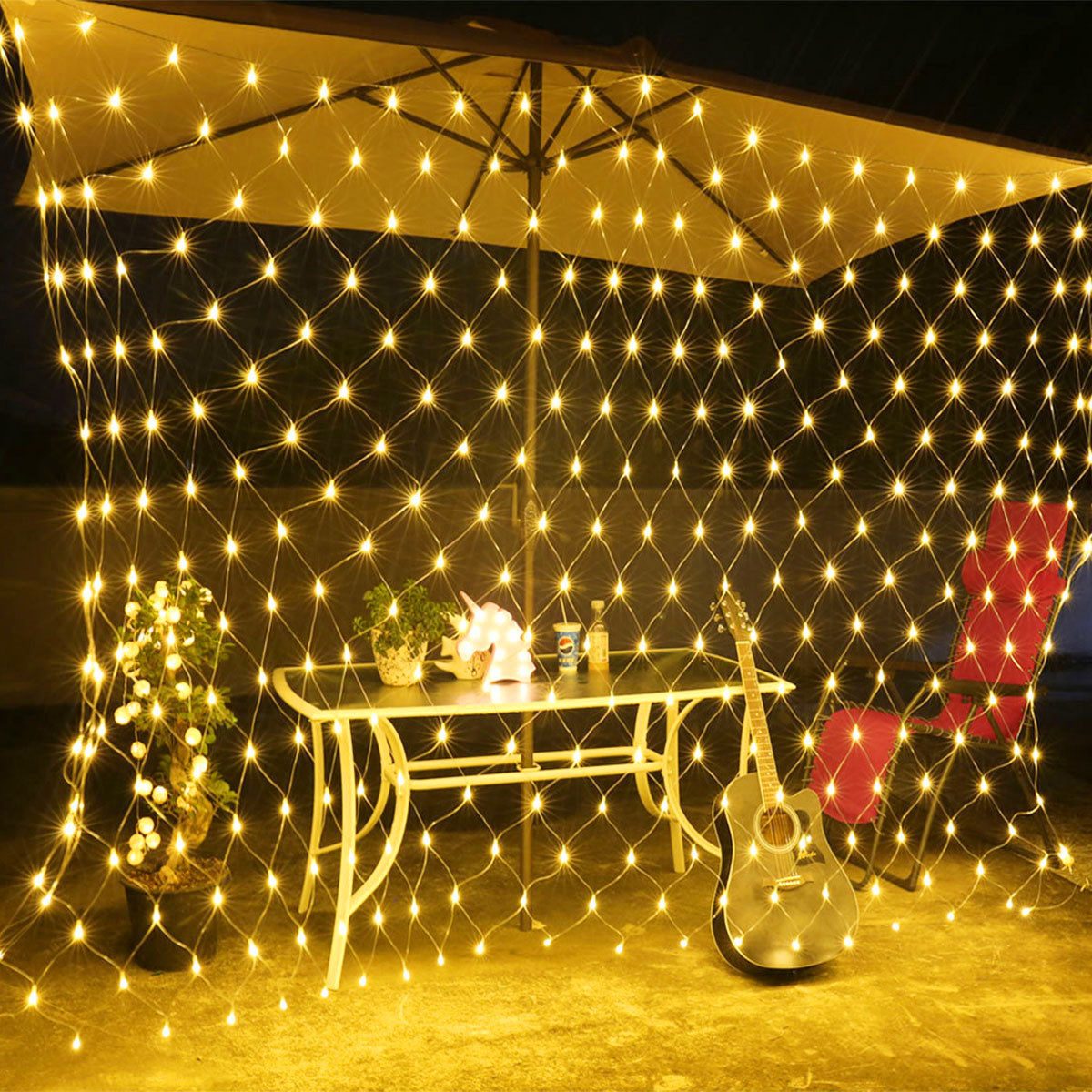 oyajia LED-Lichternetz LED Netzlicht Lichterkette Außen, 8 Modi Lichtervorhang Weihnachtsdeko, Netzlicht Timer, Memory-Funktion für Weihnachten Party Hochzeit Garten