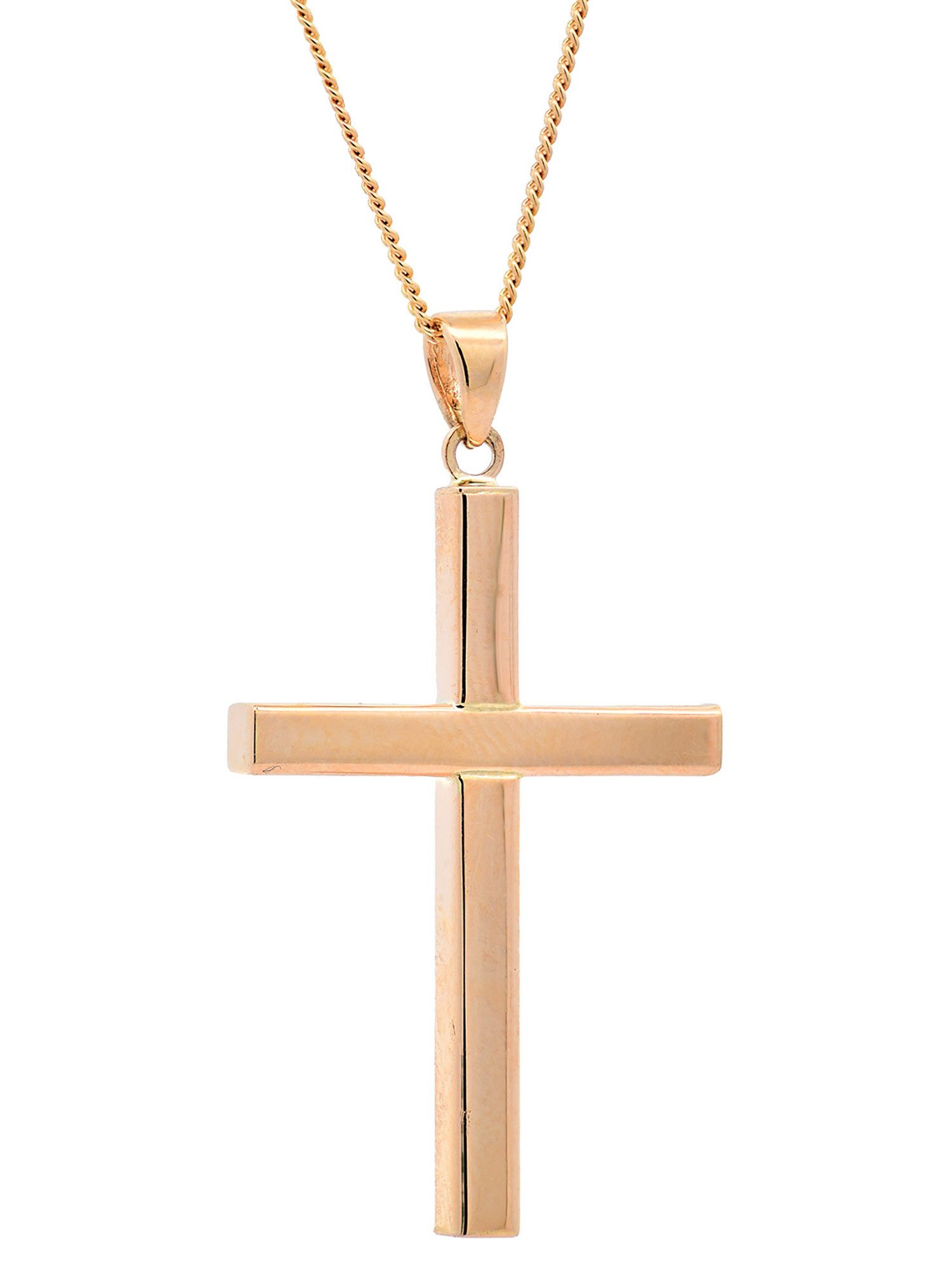Kettenanhänger Anhänger Kreuz mit 1,1 mm Goldkette 36 cm 585-14 Karat Gold
