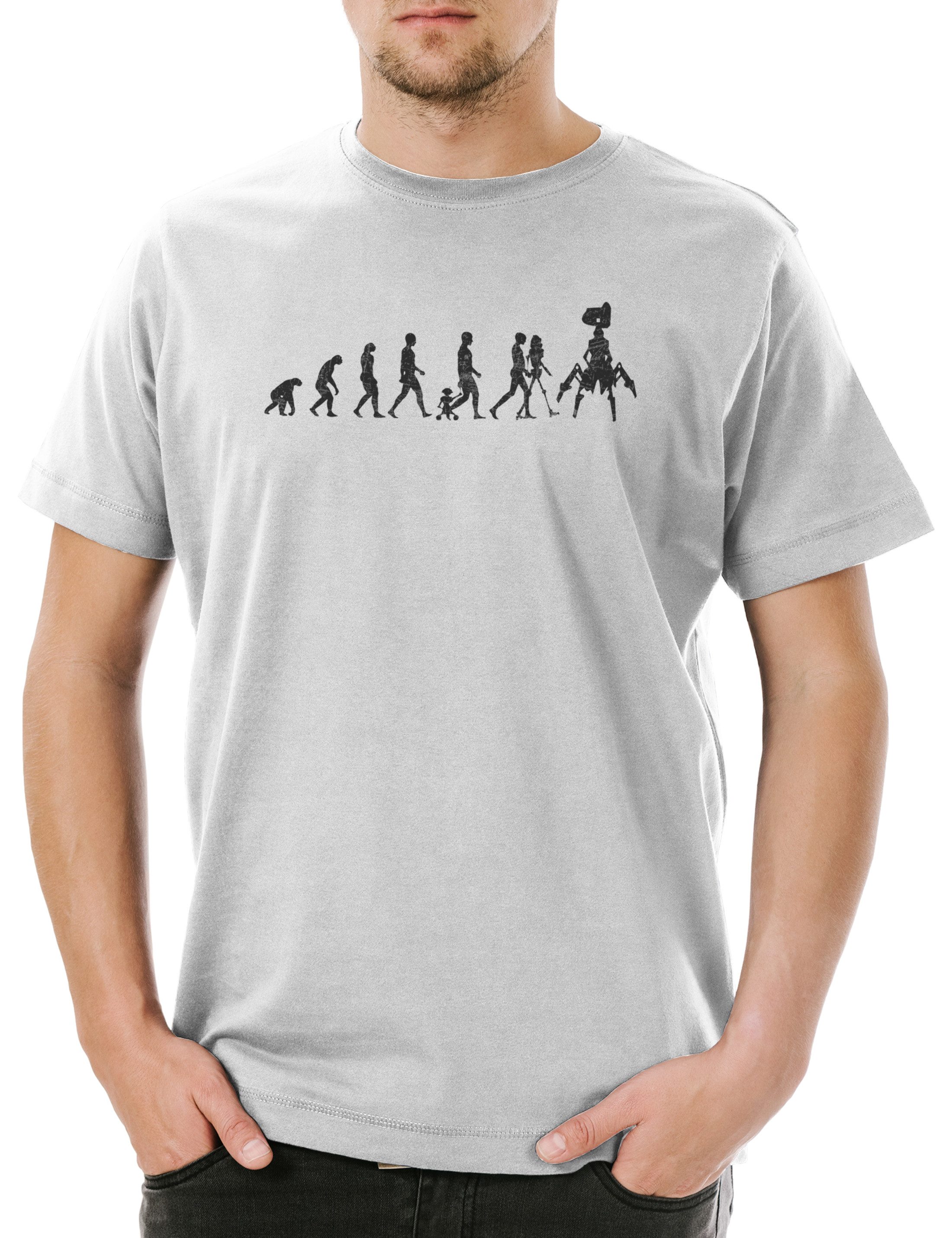 Print-Shirt Android Evolution Herren T-Shirt Roboter Robot Androiden KI AI Sci-Fi