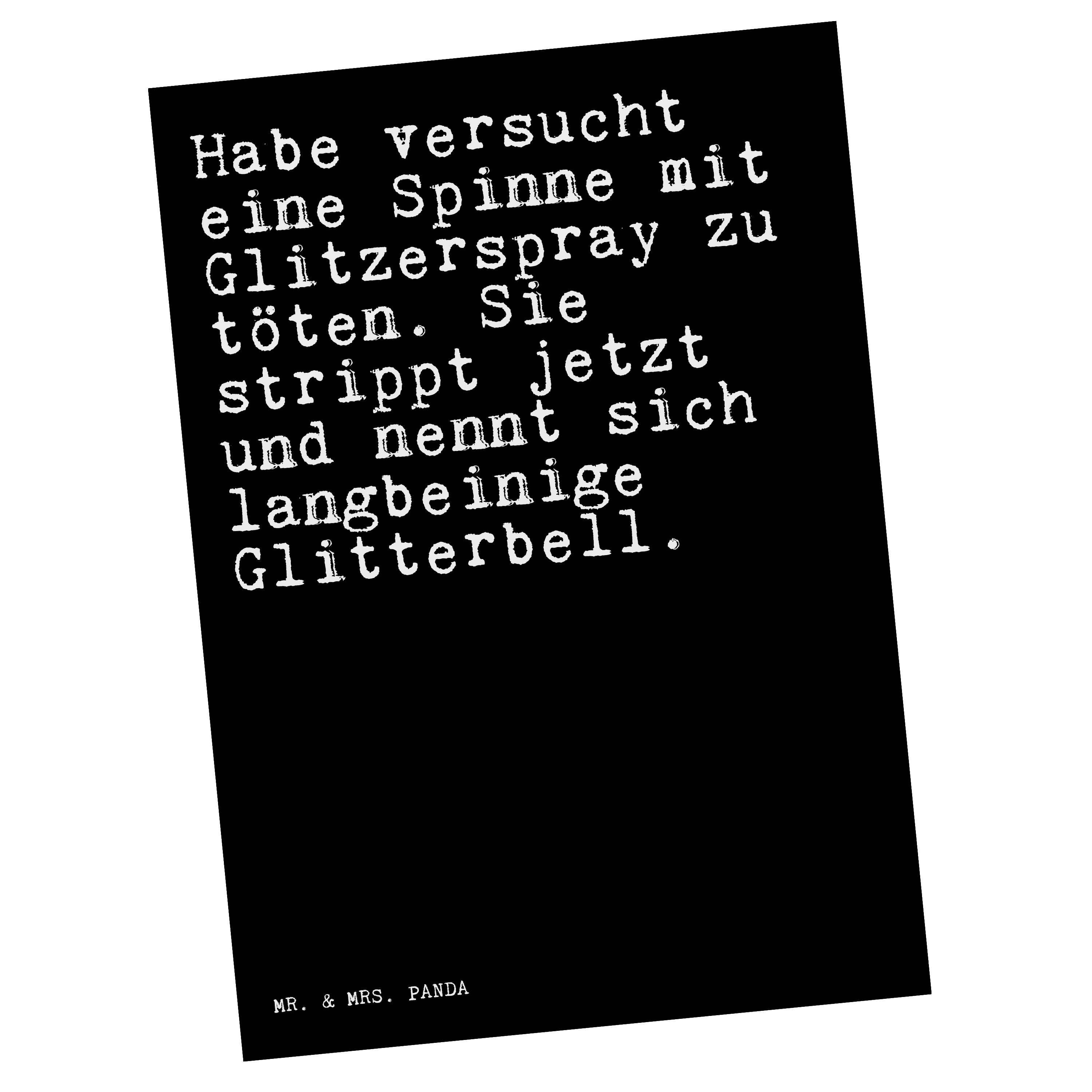 Mr. & Mrs. Panda Postkarte »Habe versucht eine Spinne... Schwarz