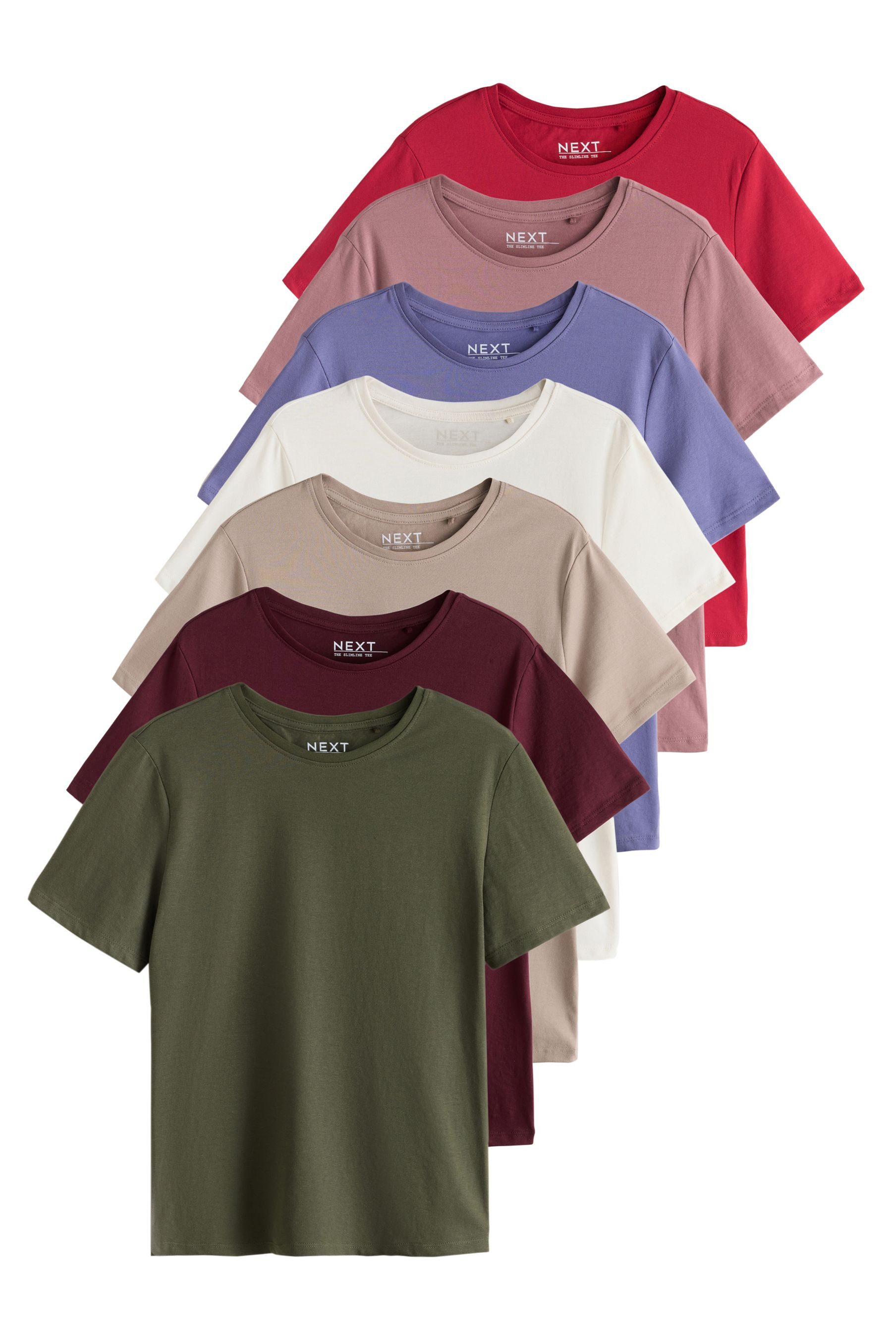 Next T-Shirt Slimline T-Shirts mit Rundhalsausschnitt, 7er-Pack (7-tlg)
