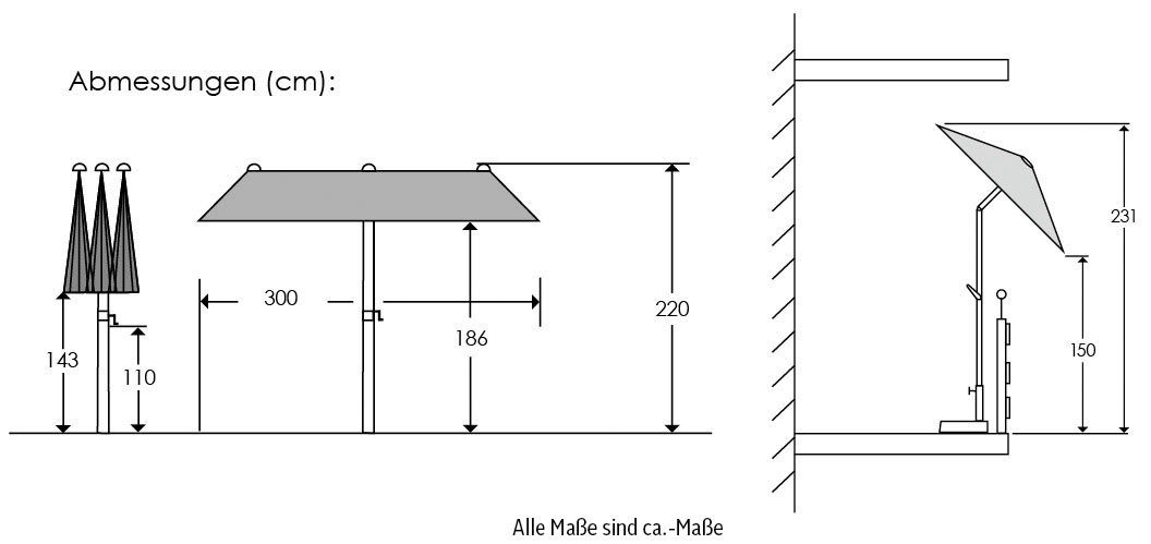 Ombrello Rettangolare Schneider Salerno 300x150 Cm - Protezione UV 50+ Per Esterni