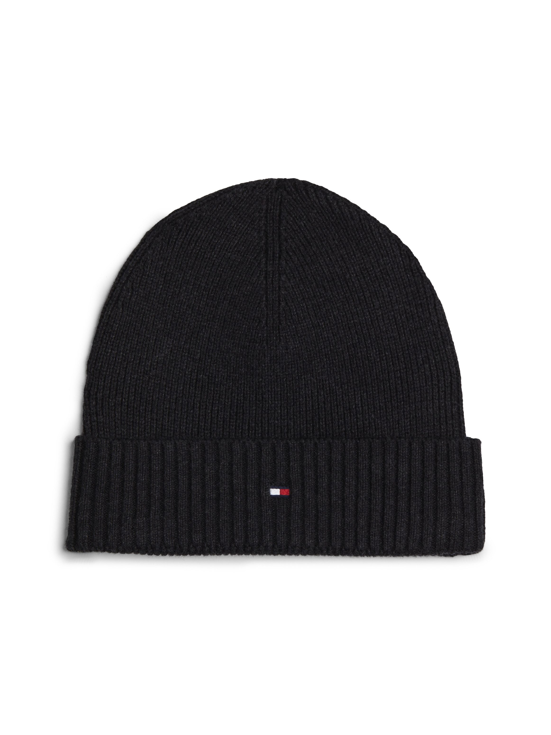 Tommy Hilfiger Strickmütze TH FLAG PIMA COTTON BEANIE Beanie mit Logostickerei, mit Kaschmiranteil Unisex