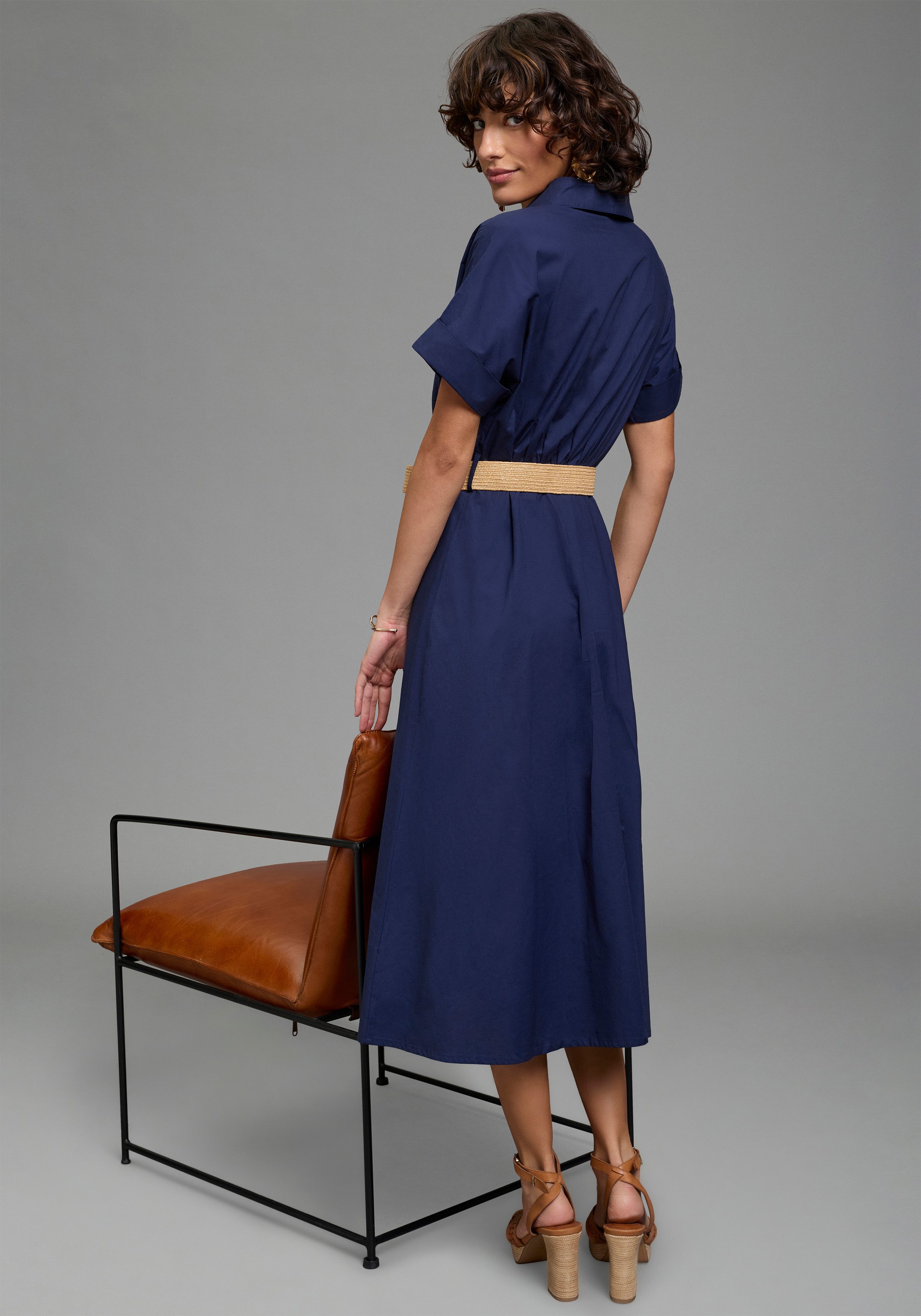 Laura Scott Hemdblusenkleid wadenlang, feminin, für vielseitige Anlässe, aus Baumwolle. € 59,99, (€ 59,99 pro 1 Stk).