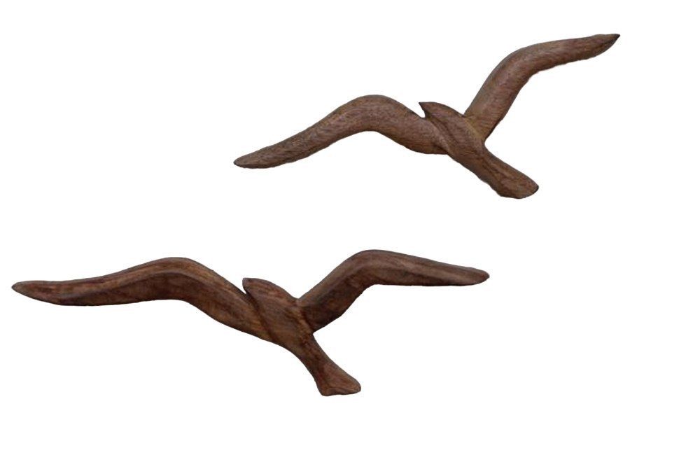 Deko-Impression Wanddekoobjekt Zauberhaftes, maritimes Wandobjekt Wanddeko 2 Möwen Mangoholz massiv (2 St)