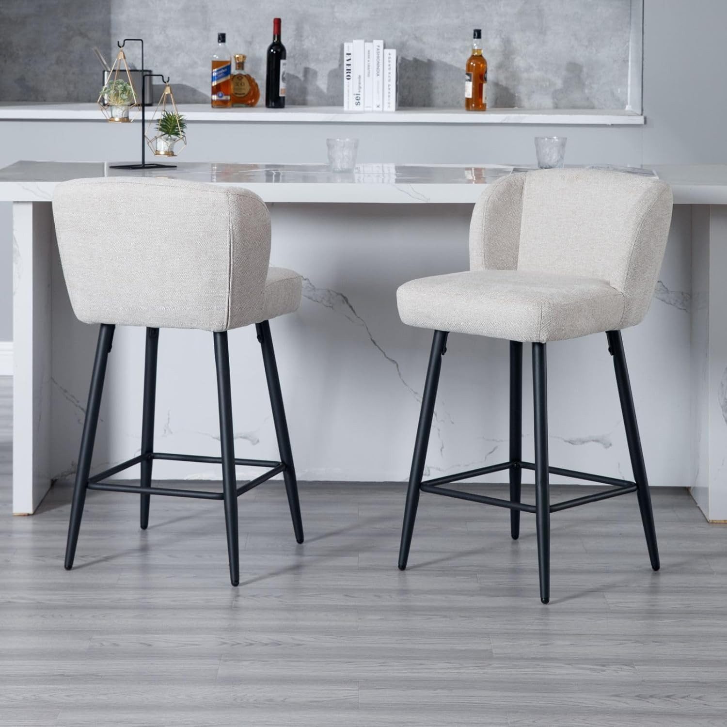 CHAIRUS Barhocker 2er Set Küchenbarhocker, Leinen/Kunstfell, günstig online kaufen