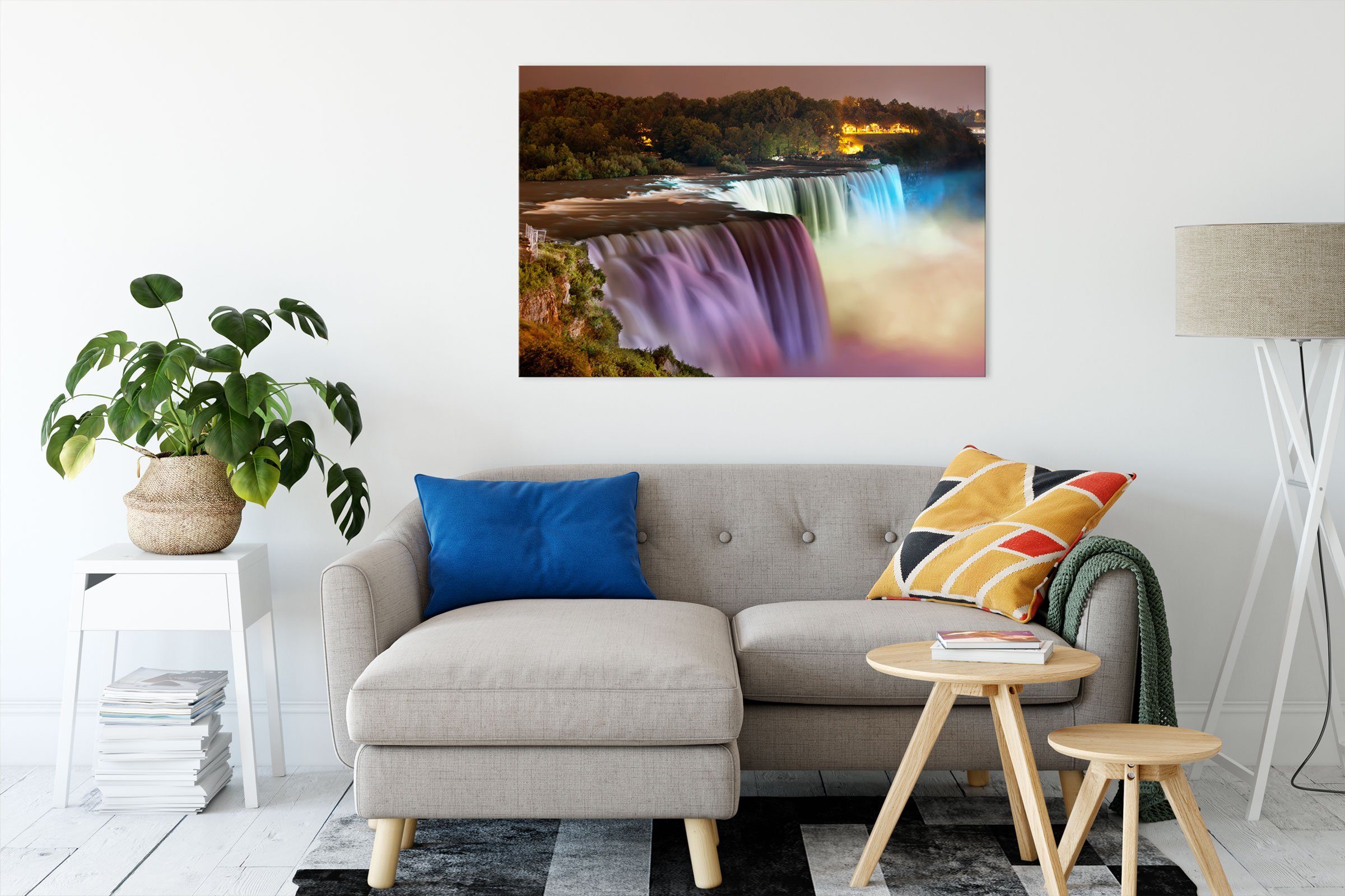 Pixxprint Leinwandbild Majestätische Niagara Fälle, Majestätische Niagara Fälle (1 St), Leinwandbild fertig bespannt, inkl. Zackenaufhänger