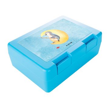 Mr. & Mrs. Panda Butterdose Pinguin Mond - Eisblau - Geschenk, müde, Lunch box, Angel, Einschlafe, Premium Kunststoff, (1-tlg), Luftlöcher