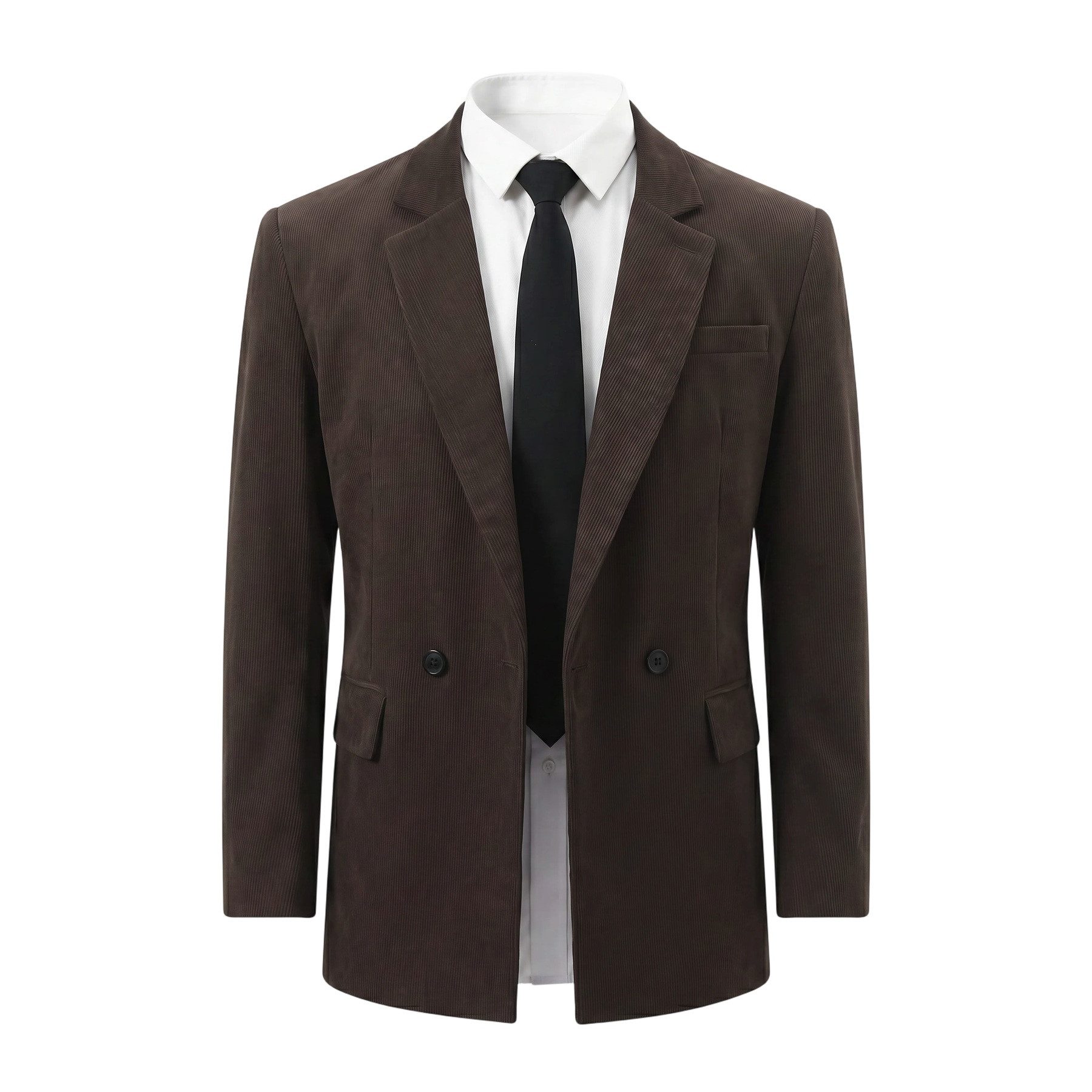 Allthemen Anzugsakko Herren Sakko mit Kordmuster aus Baumwolle Anzugjacke Retro Regular Fit – Bild 3 von 5