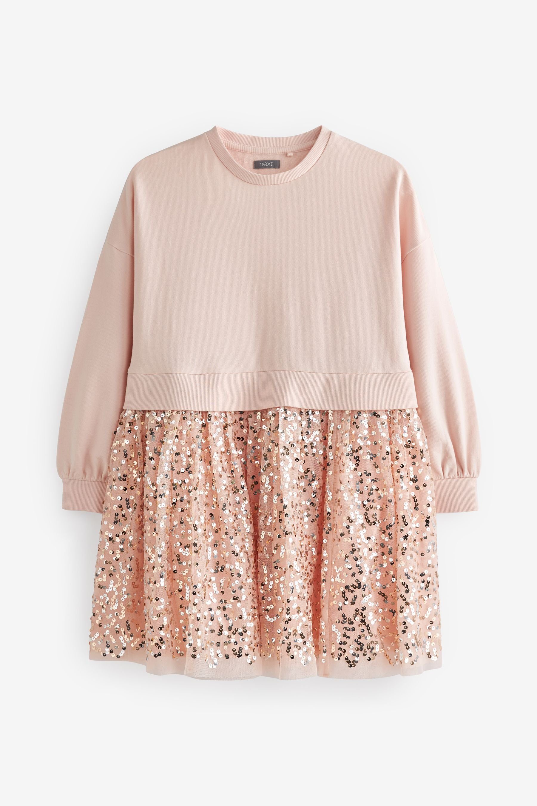 Next Sweatkleid (1-tlg) Pink mit Pailletten Sweatshirt-Skirt