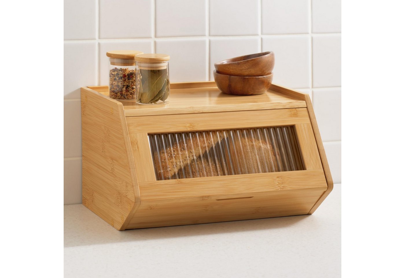 Praknu Brotkasten Brotkasten Holz Brotbox mit Ablagefläche - Brot Aufbewahrungsbox, Holz, (Einzelartikel, 1-tlg., 1x Brotkasten Klein 33 x 26,5 cm, Deckel, Montagezubehör), Einfacher Aufbau - Robuster Brotkasten, Platzsparende Brotaufbewahrung