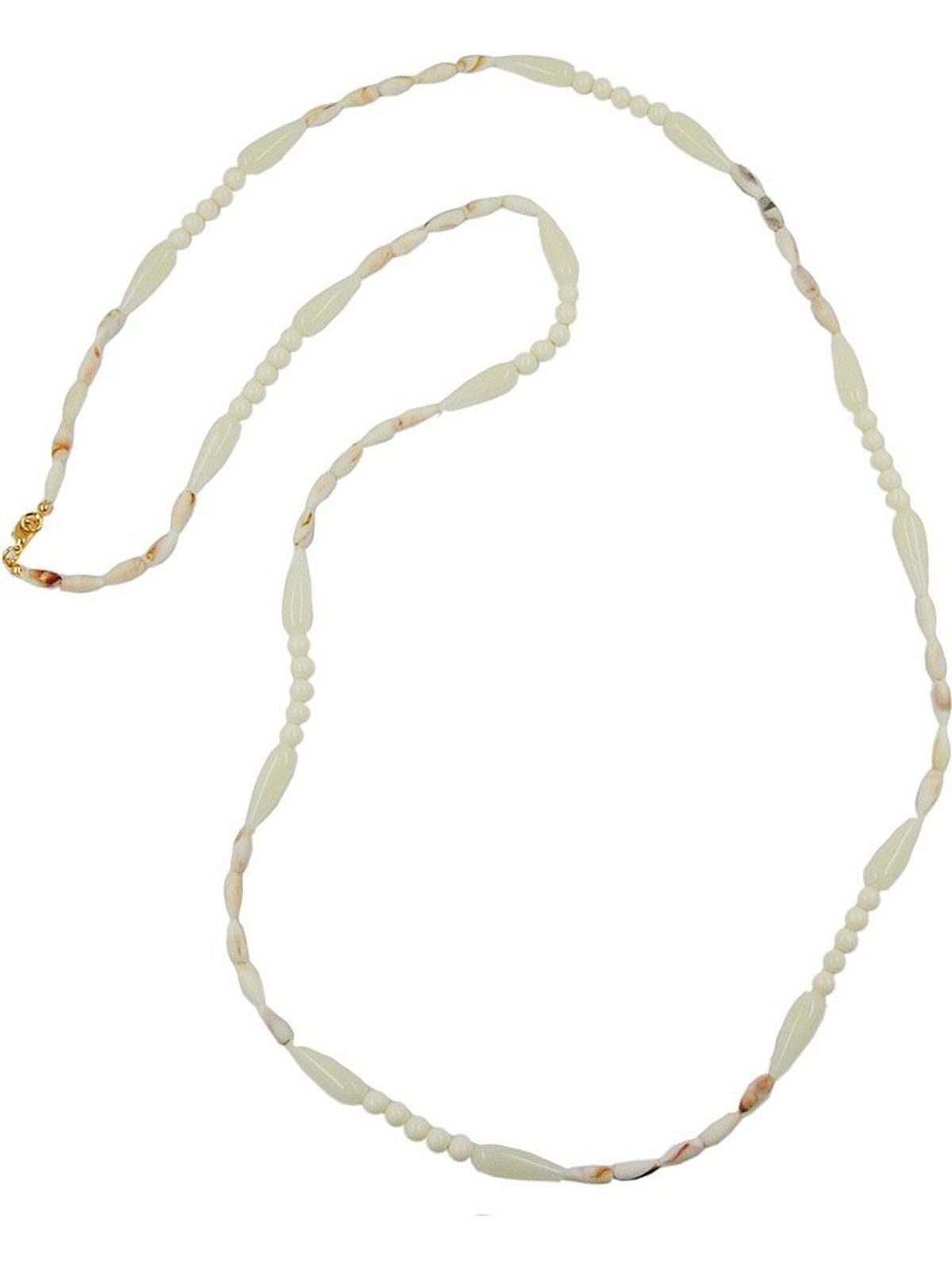 Gallay Perlenkette Kunststoffperlen beige-marmoriert cremefarben 110cm (1-tlg)