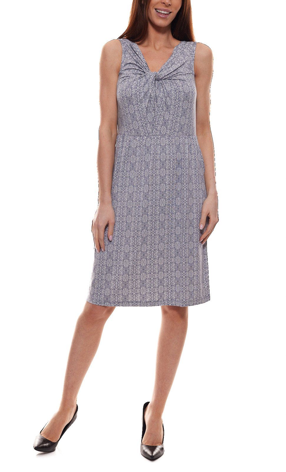 TOM TAILOR Sommerkleid »TOM TAILOR Jersey-Kleid schönes Damen Alltags-Kleid  Haus-Kleid mit raffiniertem Knoten-Detail am Ausschnitt Blau« online kaufen  | OTTO
