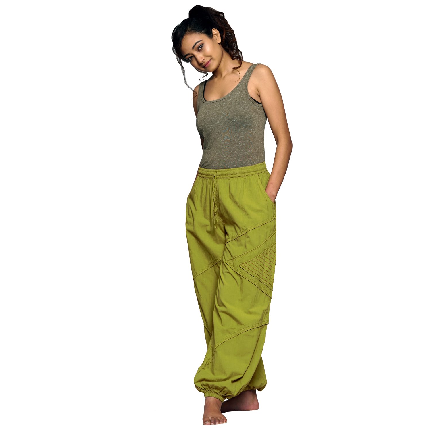 SIMANDRA Haremshose Triangle Damen Schlupfhose für Yoga & Fitness (1-tlg) mit elastischem Bund Lemon