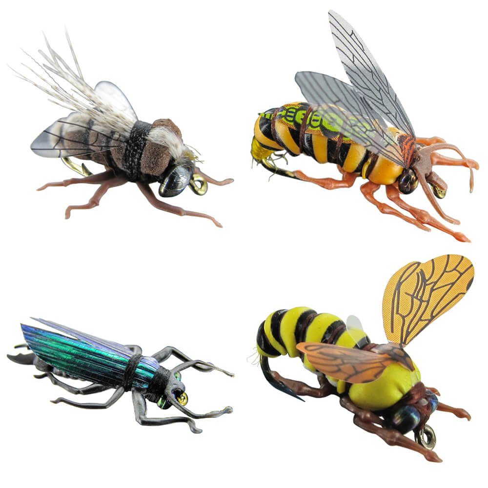 Jenzi Kunstköder Jenzi (4-St) Insektenimitate Fliege 4Stk. Wespe, Moschusbock Hornisse L