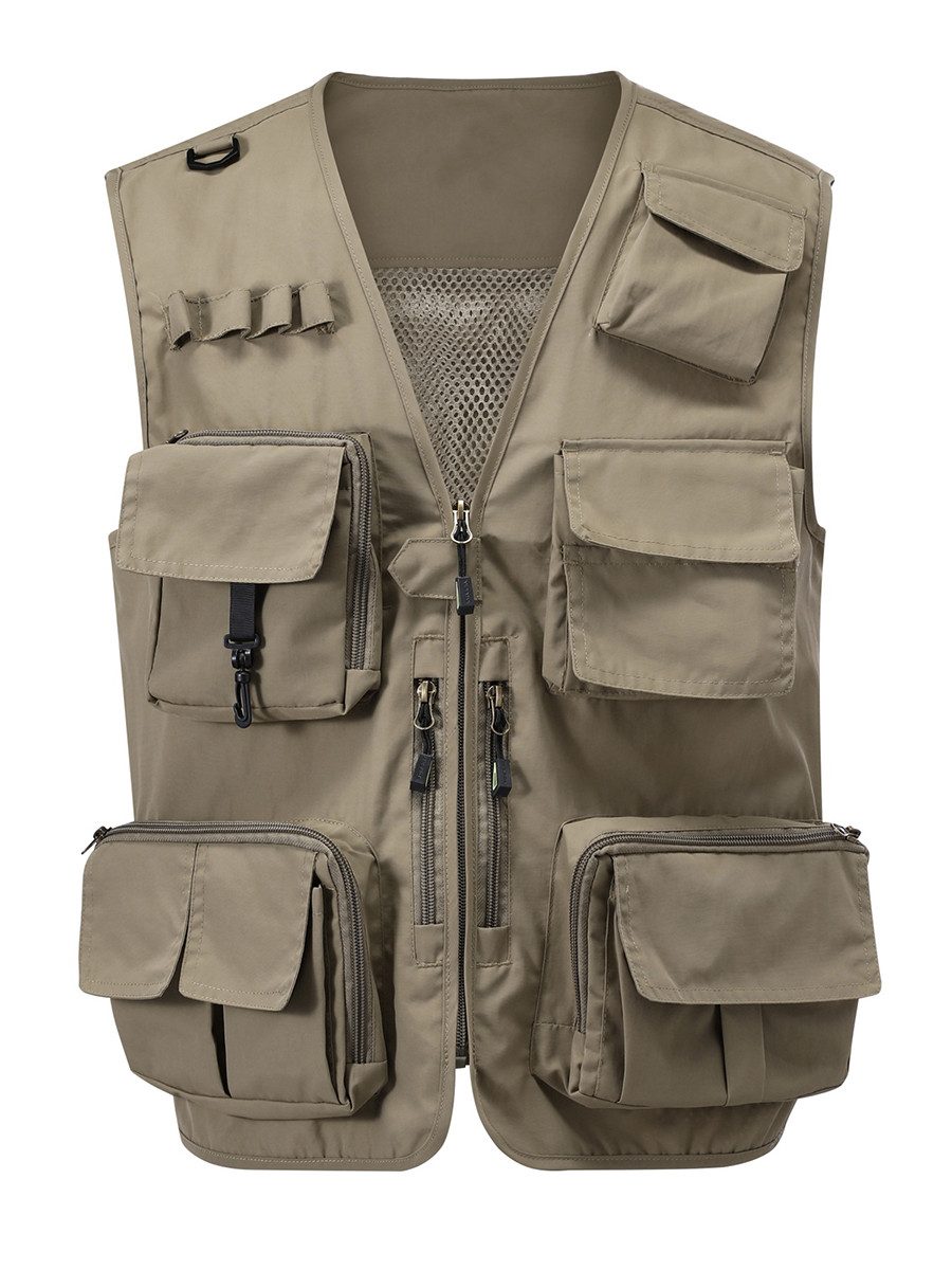 YOUTHUP Anglerweste Herren Outdoor Weste Multi Taschen Netz Anglerweste
