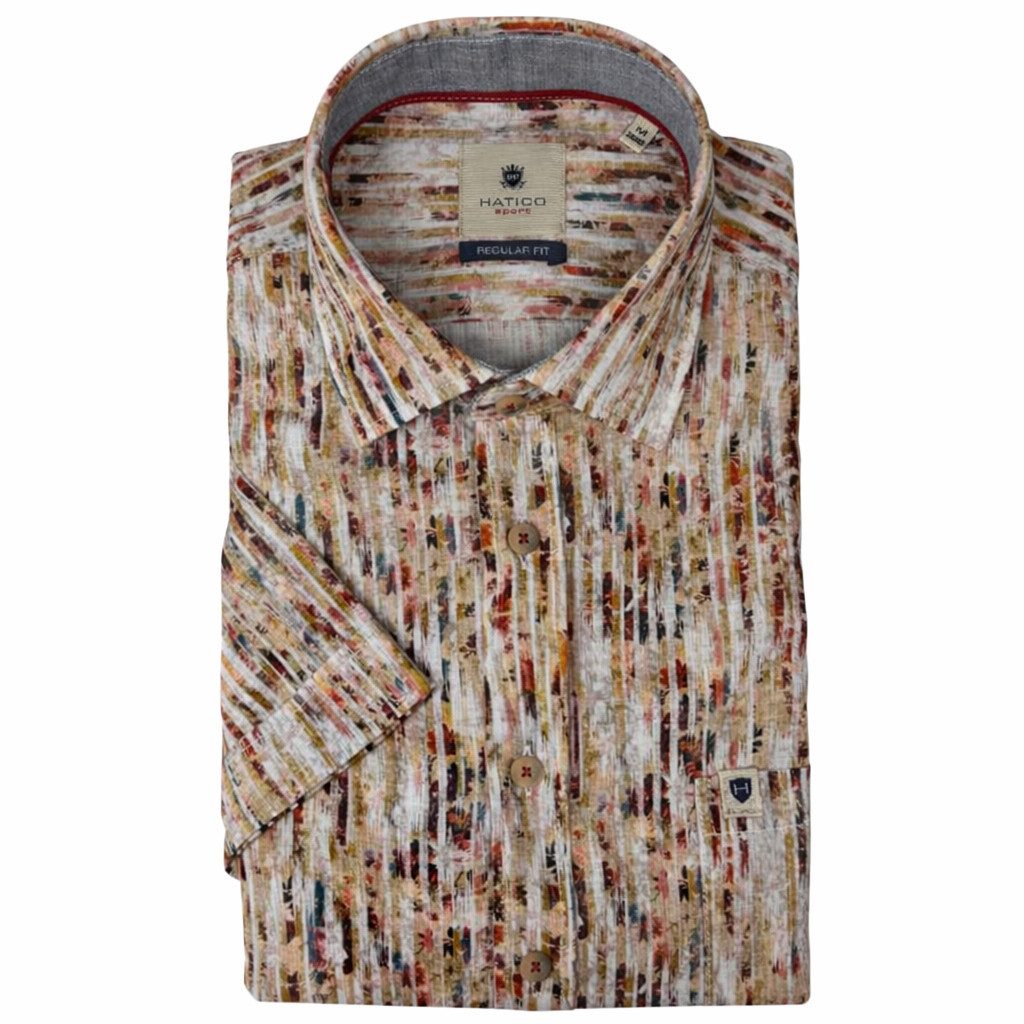 Hatico Kurzarmhemd – Hemd mit Print – Sport Hemd Regular Fit Hal
