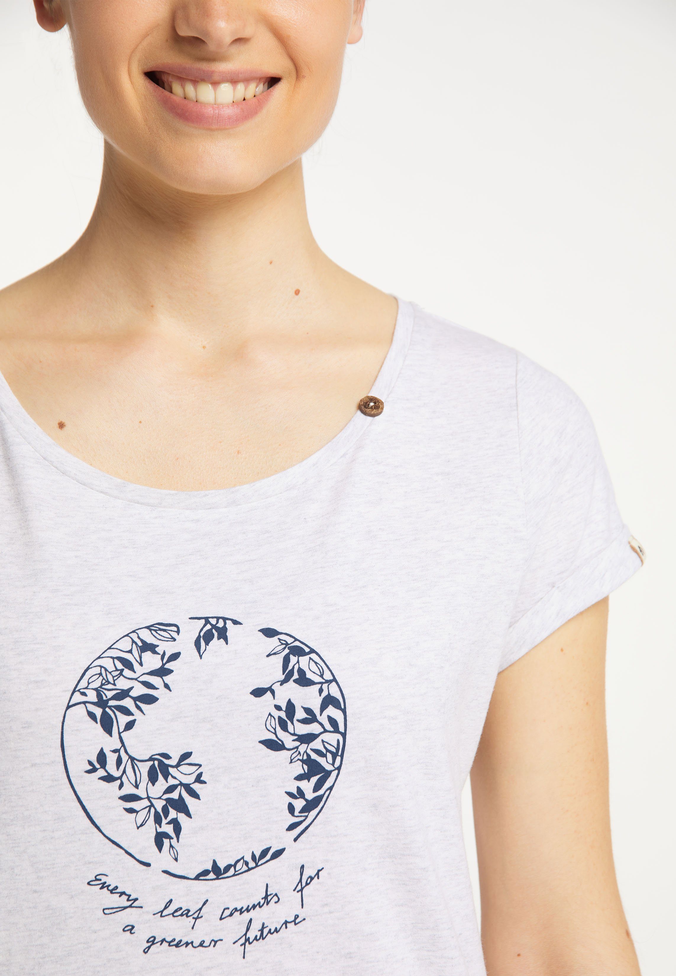 Vegane FLORAH PRINT & A Ragwear ORGANIC Nachhaltige Mode WHITE T-Shirt