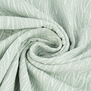 SCHÖNER LEBEN. Stoff Double Gauze Musselin LEAVES geometrische Blätter mint weiß 1,35m, allergikergeeignet