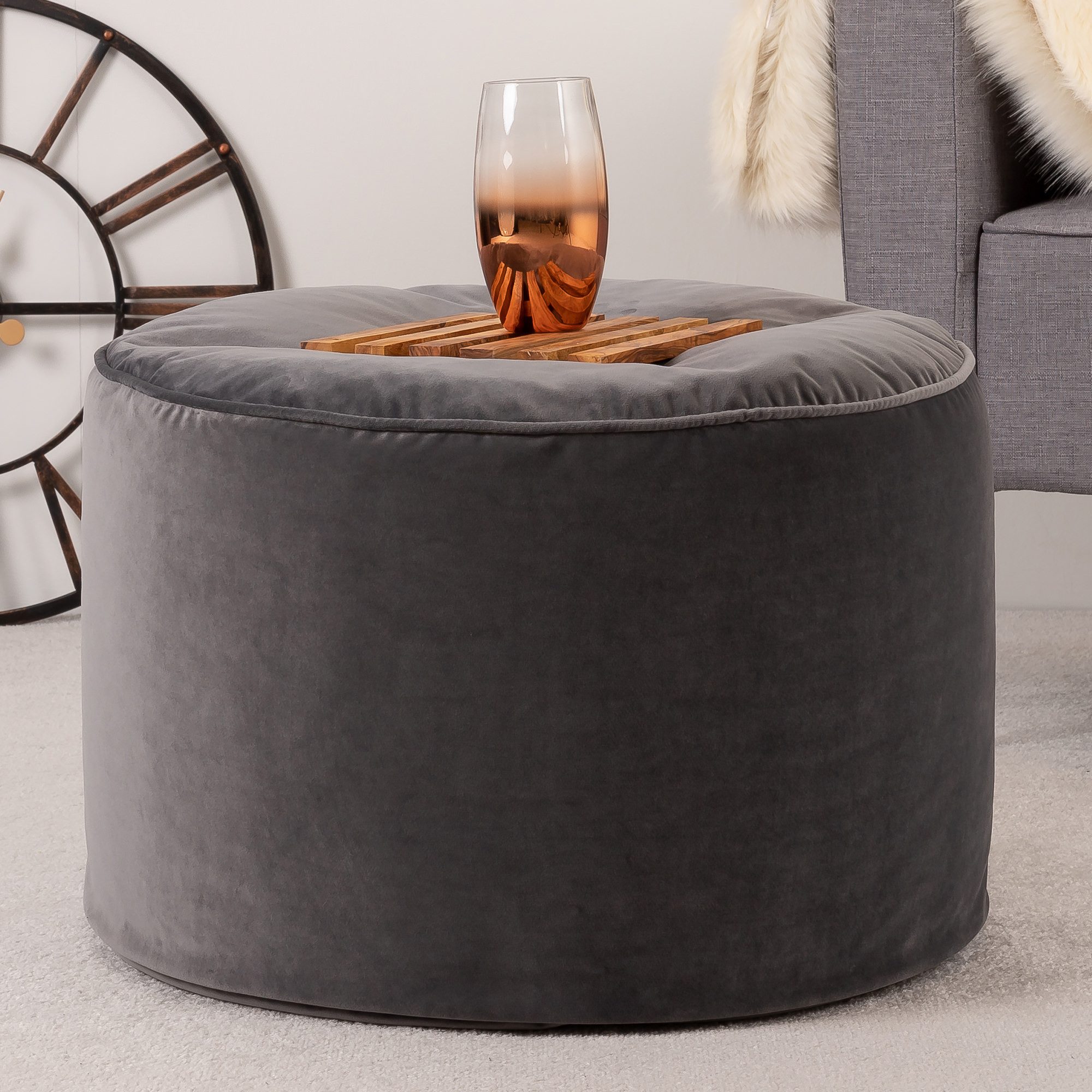 icon Pouf XL aus Plüschsamt „Milano“, mit Füllung günstig online kaufen