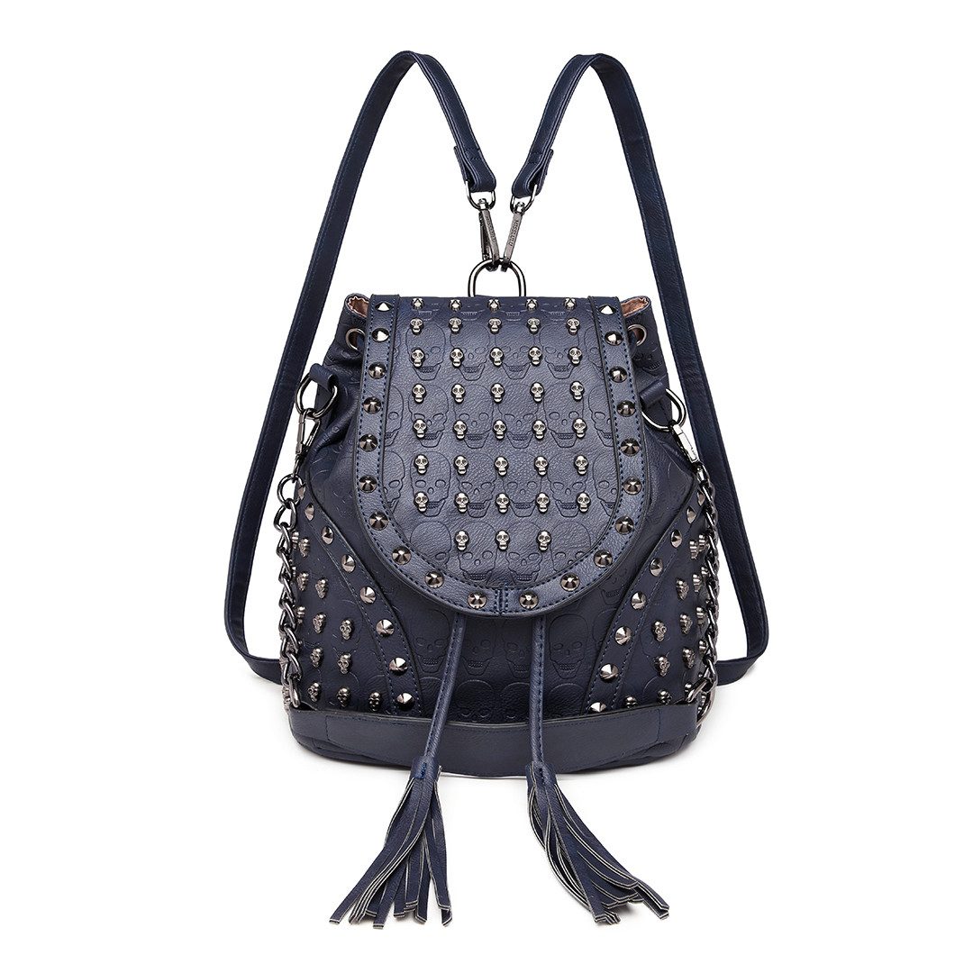 Rucksack Mode Rucksack, Handtaschen für Frauen mit Ketten-Schultergurt & Nieten