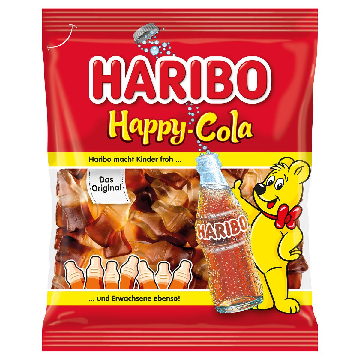 HARIBO Süßigkeit, Haribo Happy Cola Fruchtgummi Cola Flaschen mit Colageschmack 175g