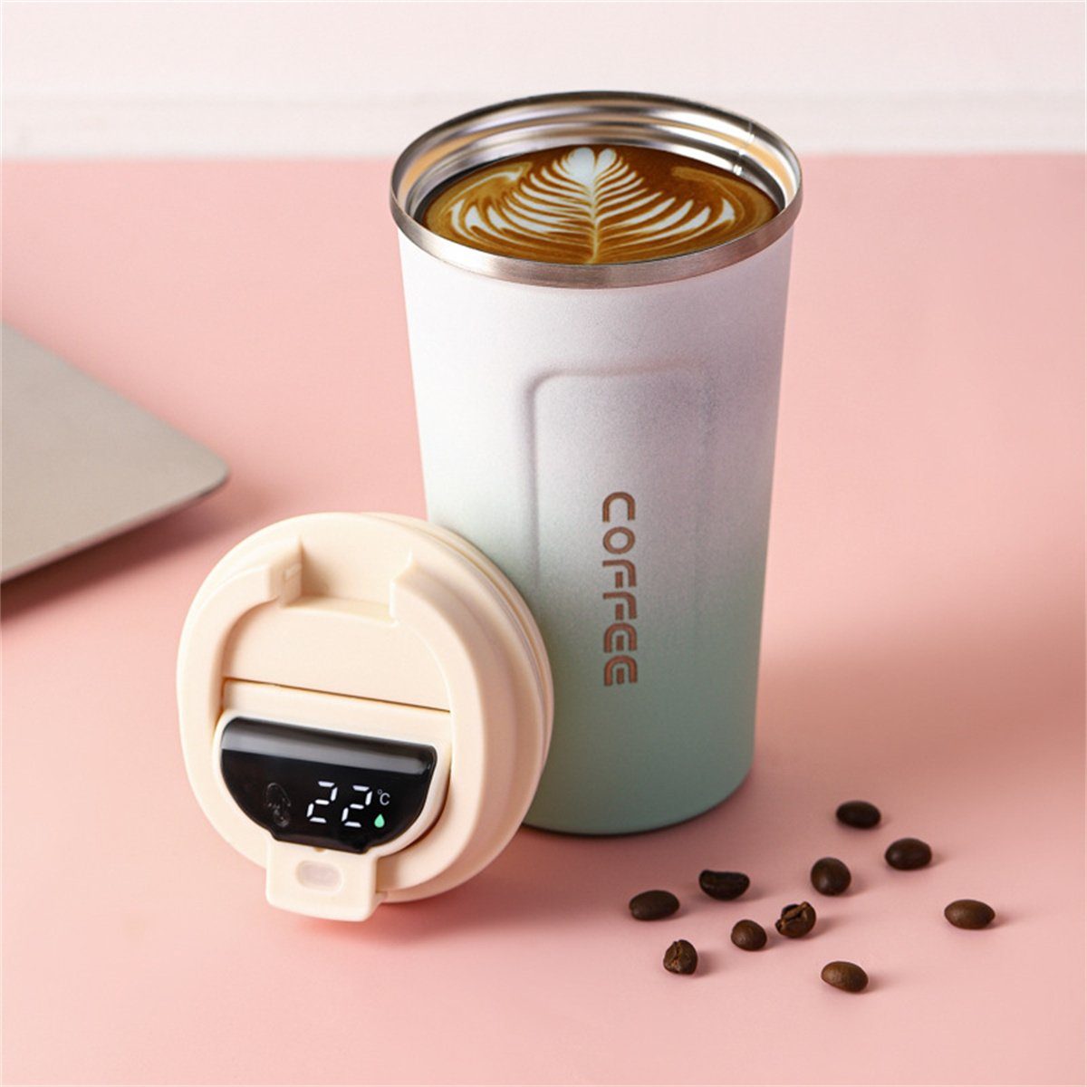 carefully Weiß Isolierung Thermobecher der selected Intelligente Autokaffeetasse Temperaturmessung und