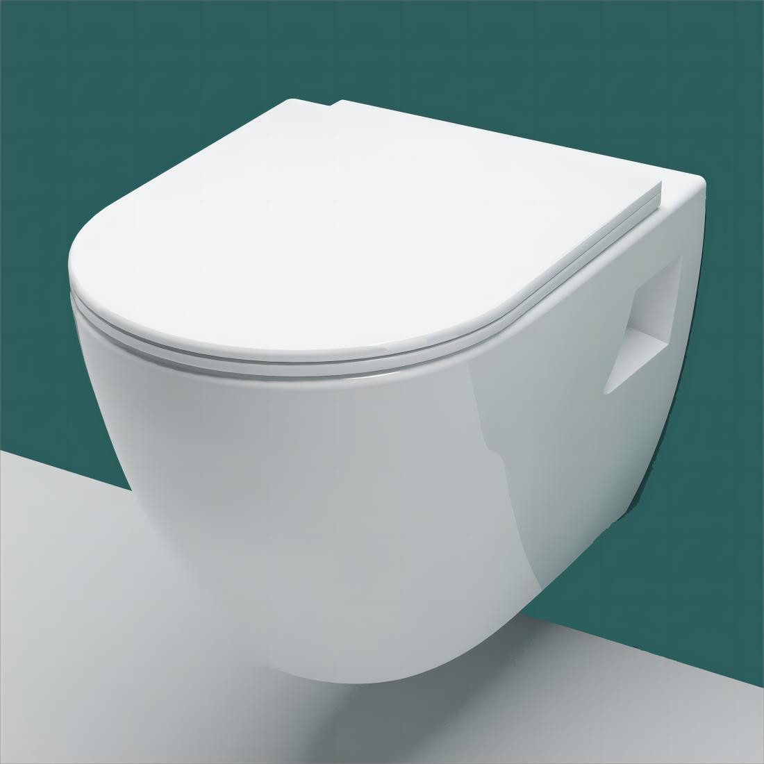 Dusch-WC Hänge WC mit Soft Close Toilette Einfach Sitz Wand Wc Spülrandlos Weiß