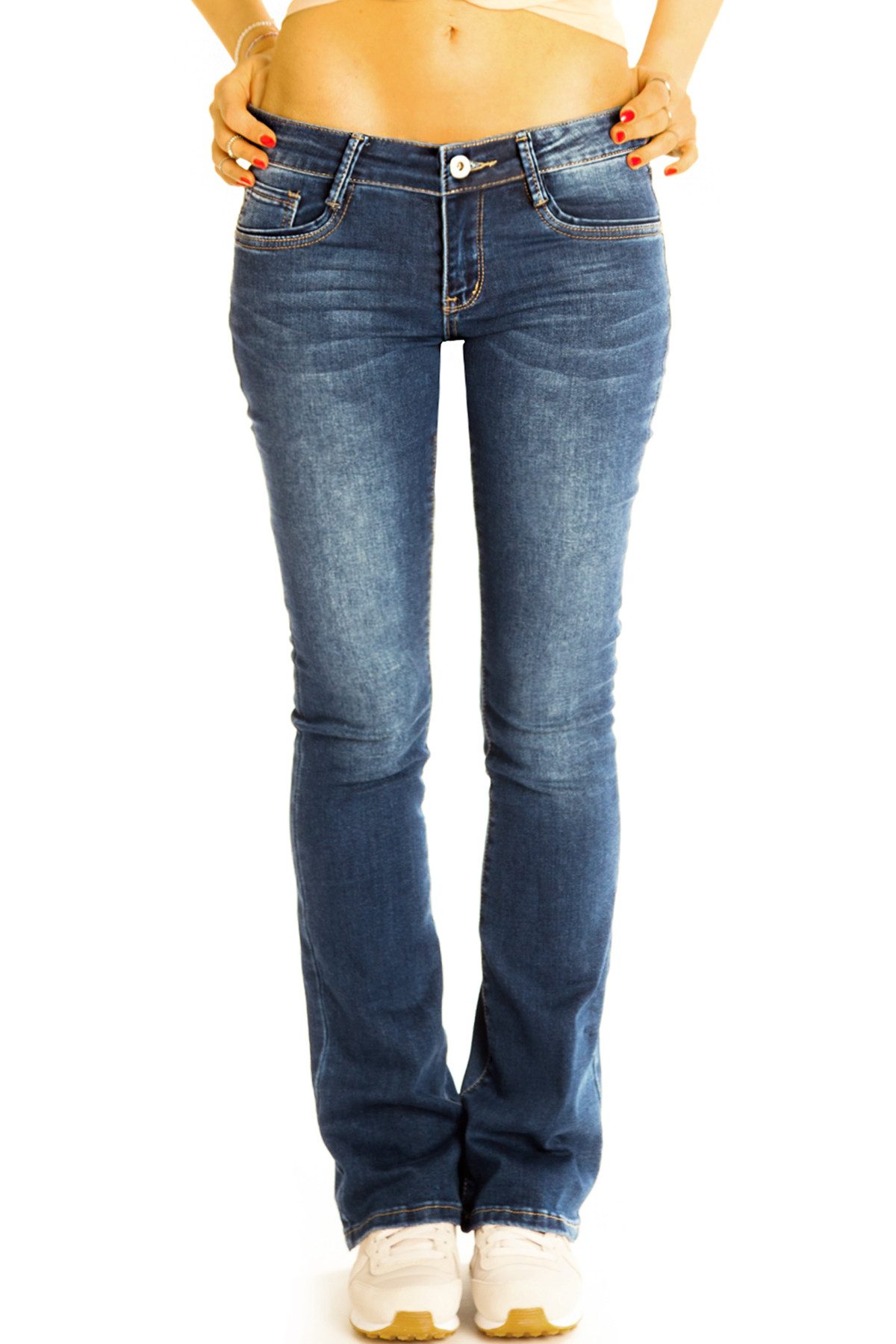 be styled Bootcut-Jeans Hüftjeans Bootcut Jeans - Low Waist Stretch - Damen - j4p-1-hellblau mit Stretch-Anteil