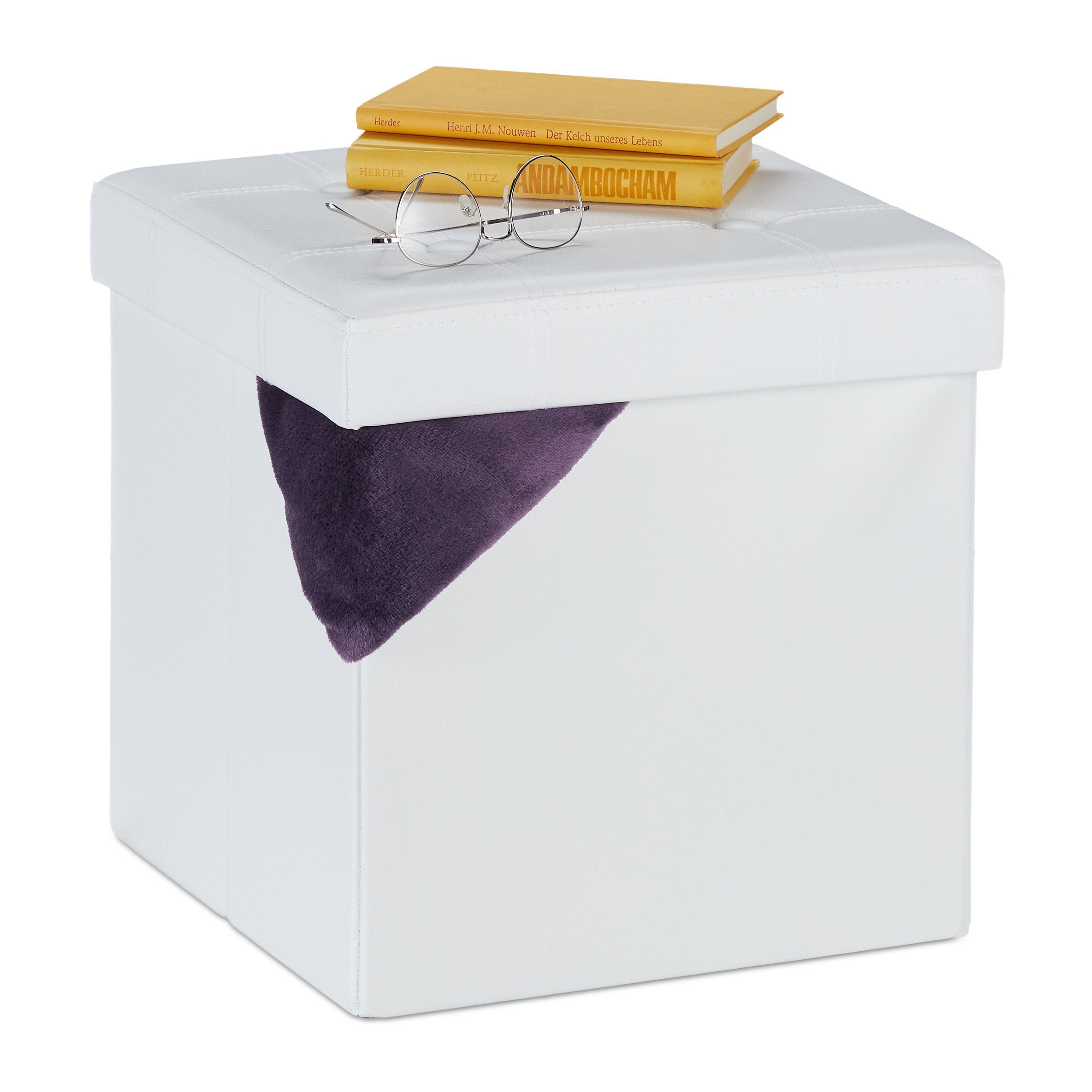 relaxdays Sitzhocker Kunstleder Sitzhocker mit Stauraum, günstig online kaufen
