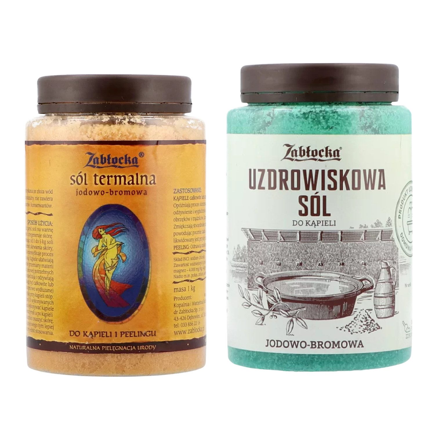 Zabłocka Badesalz Jod-Brom-Thermalsalz 1kg + Jod-Brom-Kur-Salz 1,2 kg