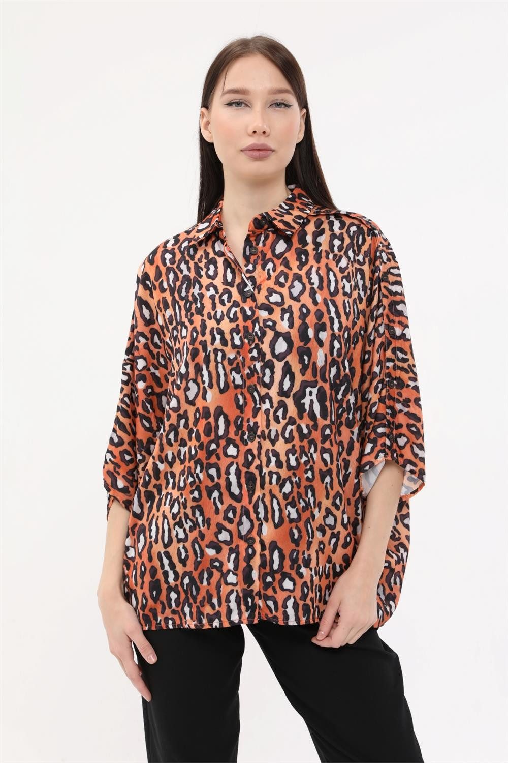 Hemdbluse Batwing-Ärmel-Shirt