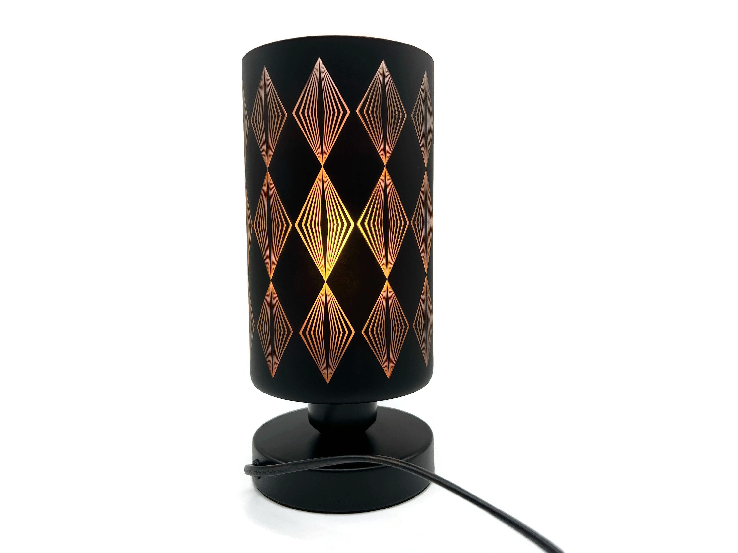 eXODA Nachttischlampe Glas Tischlampe Black-Quatro schöne Designer-Lampe, nicht enthalten, Warm