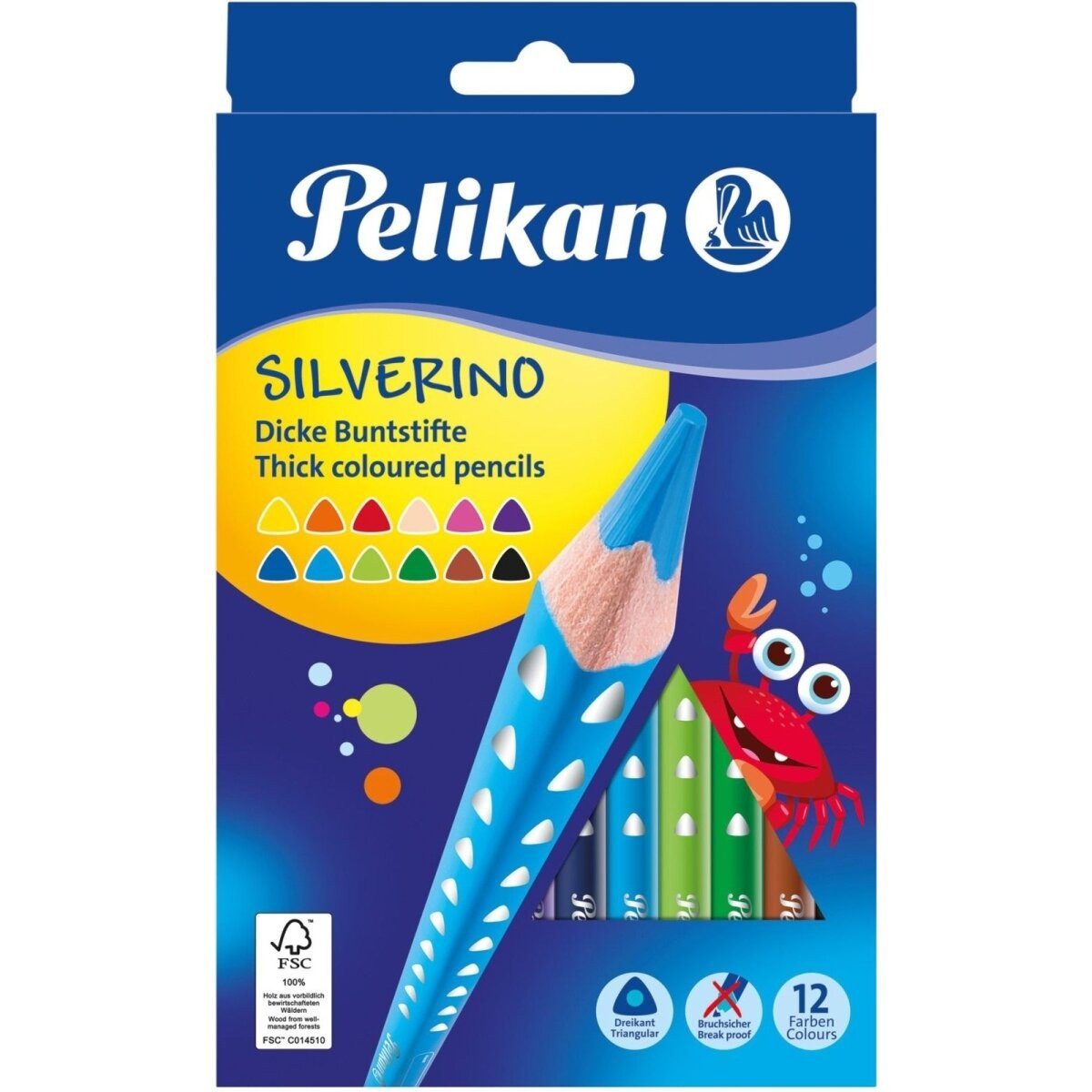 Pelikan Buntstift Buntstifte Silverino dreieckig dick 5mm VE=12 Farben Schachtel