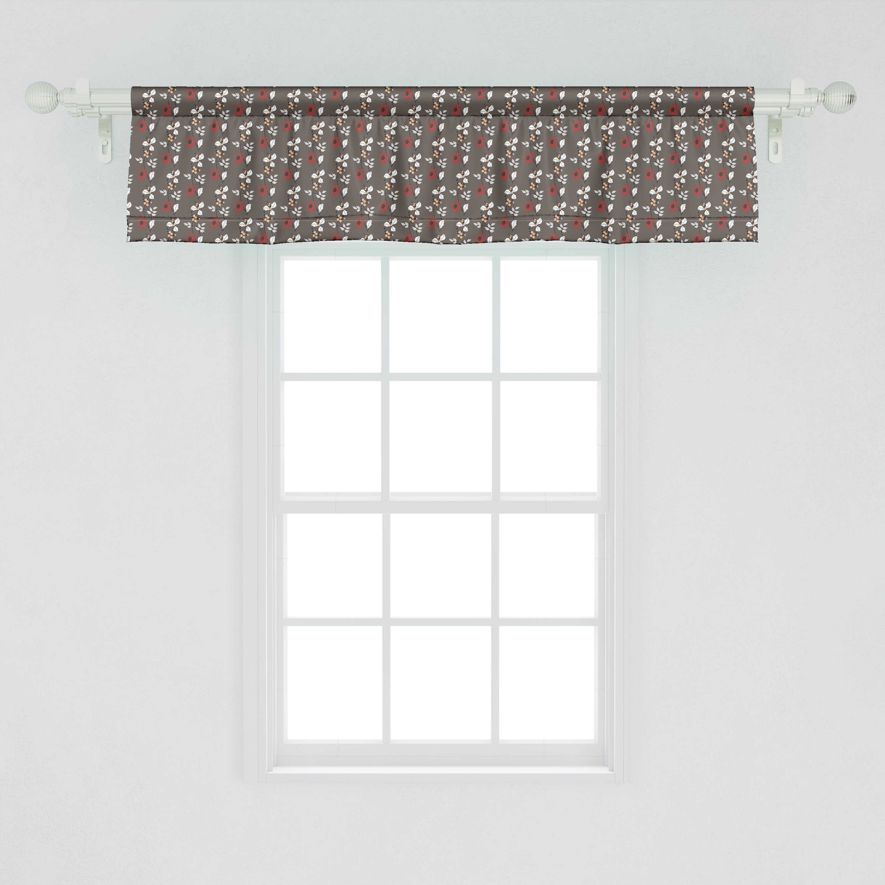 Vorhang Stangentasche, Microfaser, Schlafzimmer Volant Zweige für Abakuhaus, Blüten-Blätter mit Blumen Dekor Scheibengardine Küche