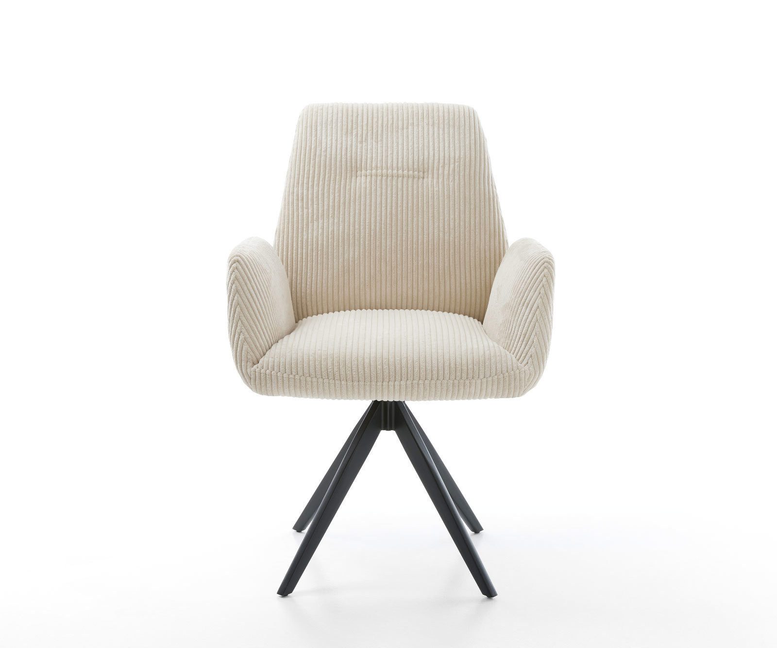 DELIFE Polsterstuhl Zoa-Flex, Kreuzgestell kantig Schwarz Cord Beige Taschenfederkern