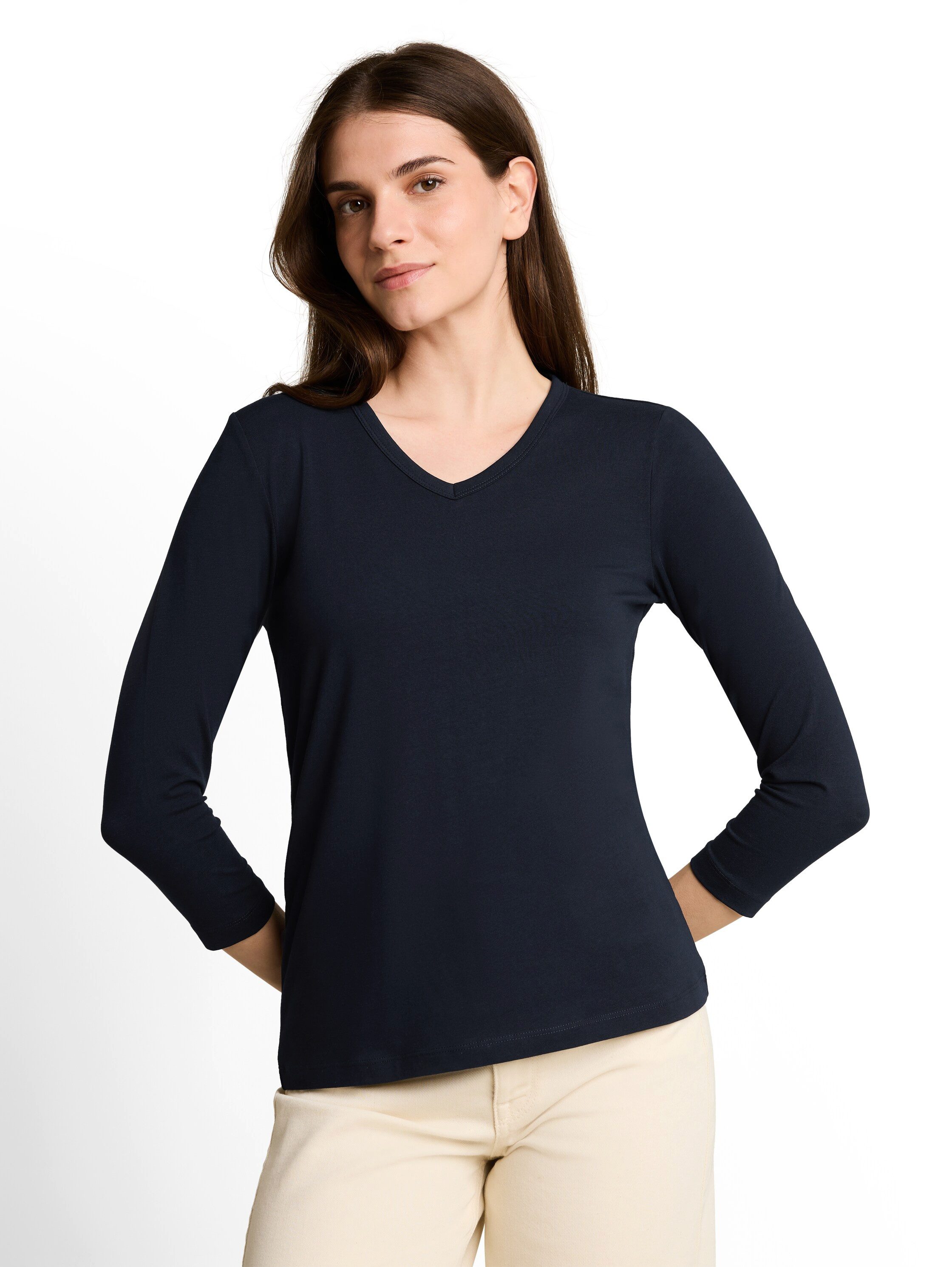 TOM TAILOR Langarmshirt Regular mit V-Ausschnitt