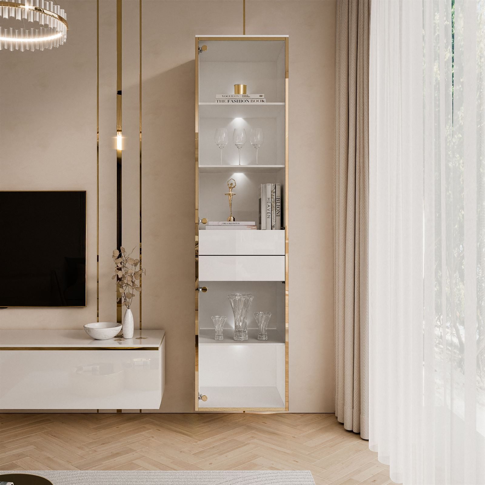 Lookway Glasvitrine AURORA mit LED-Beleuchtung Breite: 45 cm – Bild 3 von 5