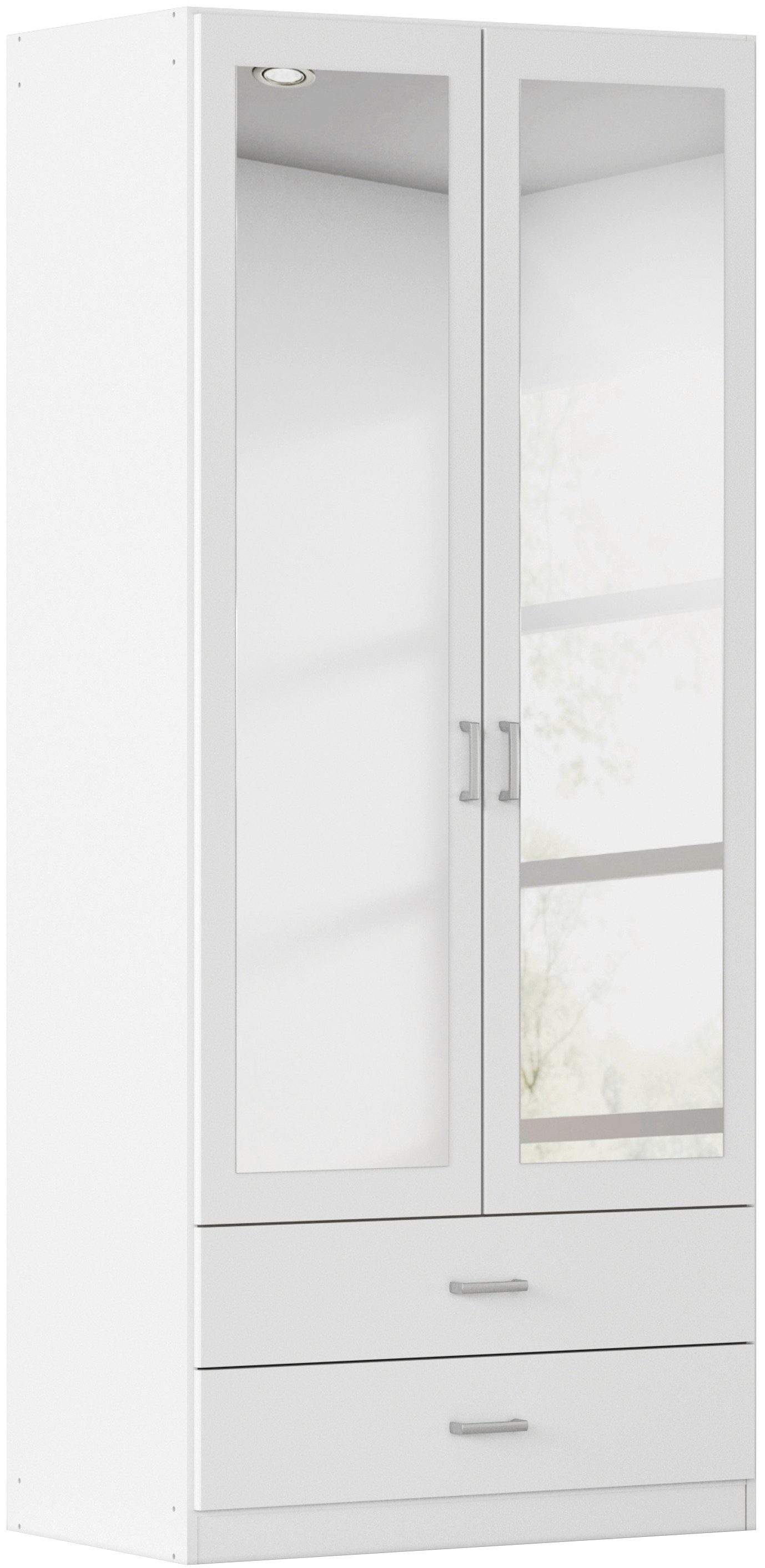 rauch Kleiderschrank Schrank Garderobe Ankleide GAMMA Breiten 91/136/181/226/271/315/360 cm (in 3 Ausstattungen BASIC/CLASSIC/PREMIUM (inkl. SOFT-CLOSE-Funktion) verschiedene Griff-Varianten, mit Spiegel TOPSELLER MADE IN GERMANY