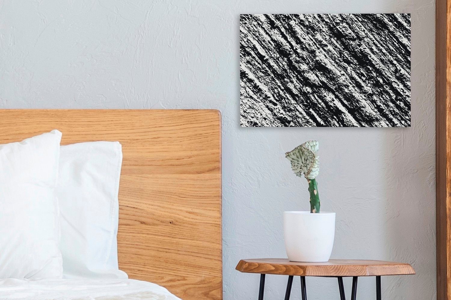 OneMillionCanvasses® Leinwandbild Eine Schwarz-Weiß-Illustration Wanddeko, 30x20 St), (1 Leinwandbilder, cm Aufhängefertig, Wandbild einer Felsstruktur