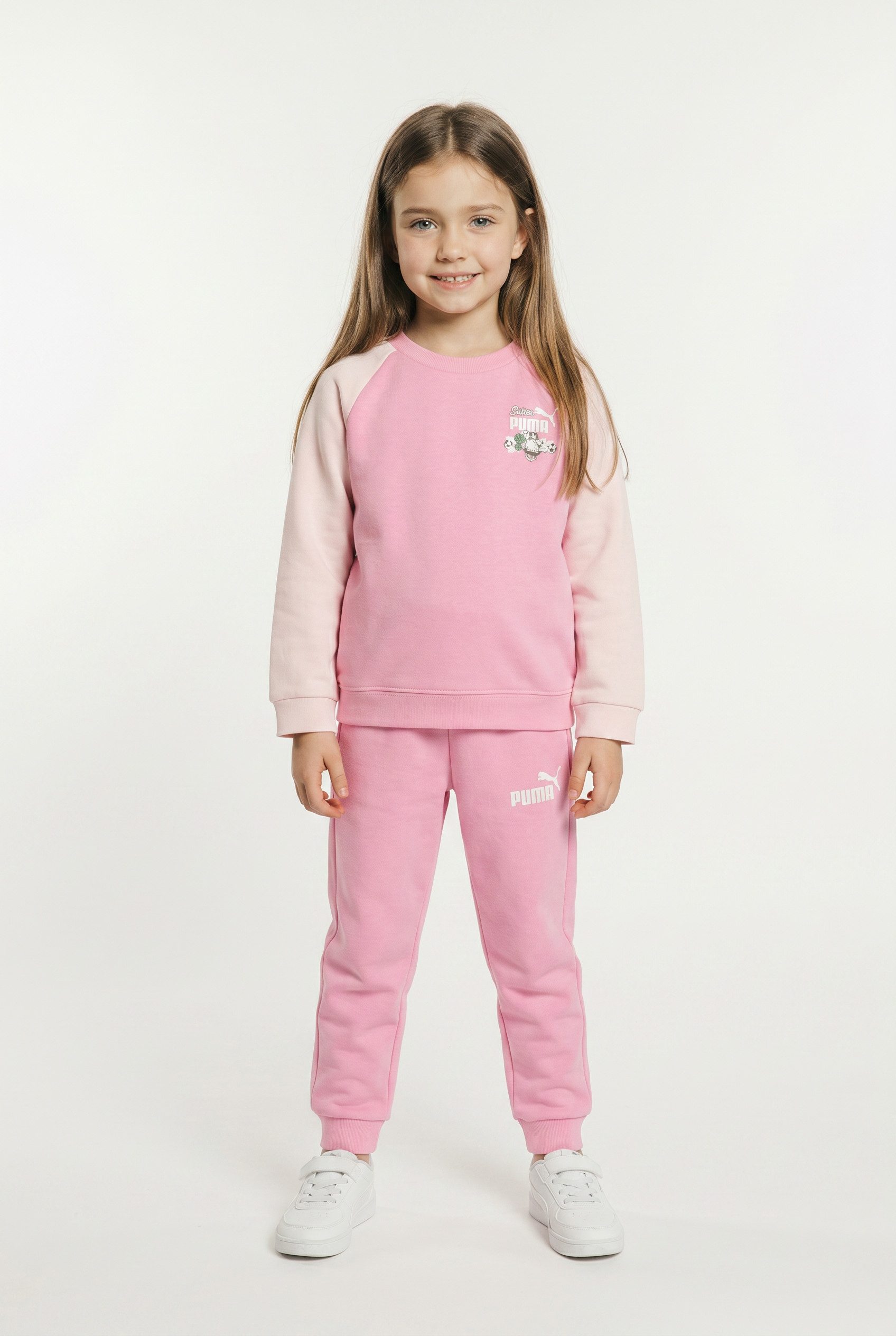 PUMA Trainingsanzug MINICATS SUPER CREW SET INF, für Kinder, ohne Kapuze, Regular Fit