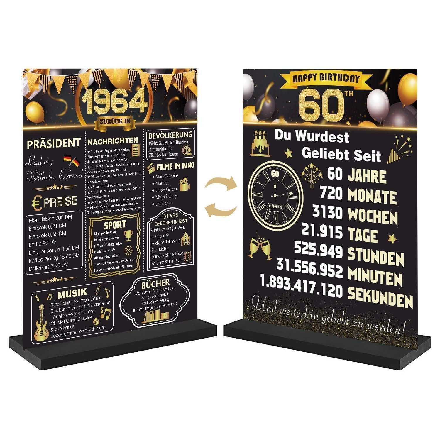 LuxusKollektion Poster 60. Geburtstag Deko Poster Acryl Schwarz Gold, (1 St)