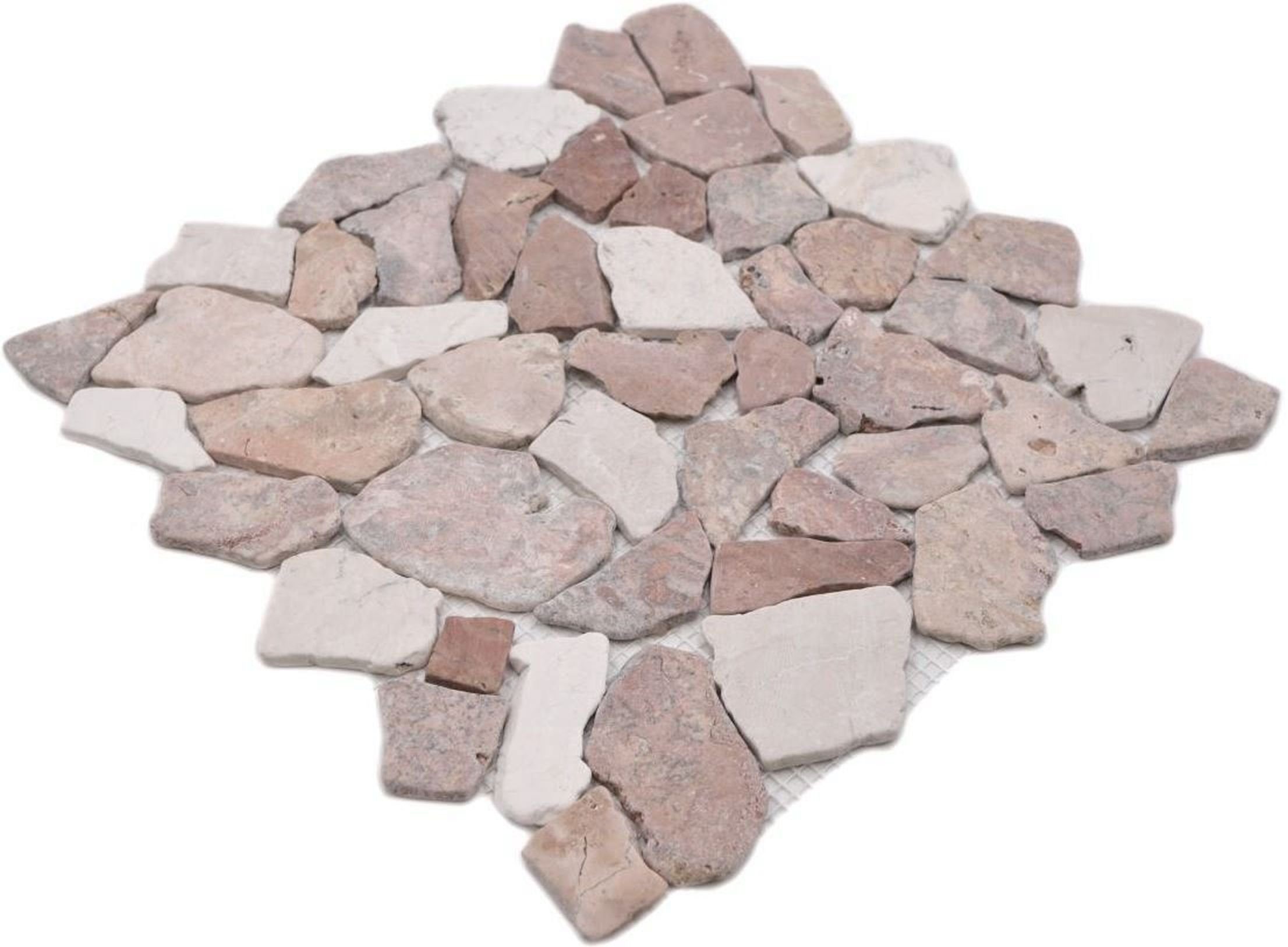 Mosani Mosaik Bodenfliese rot Cream Küche Polygonal Naturstein Bruch beige Marmor