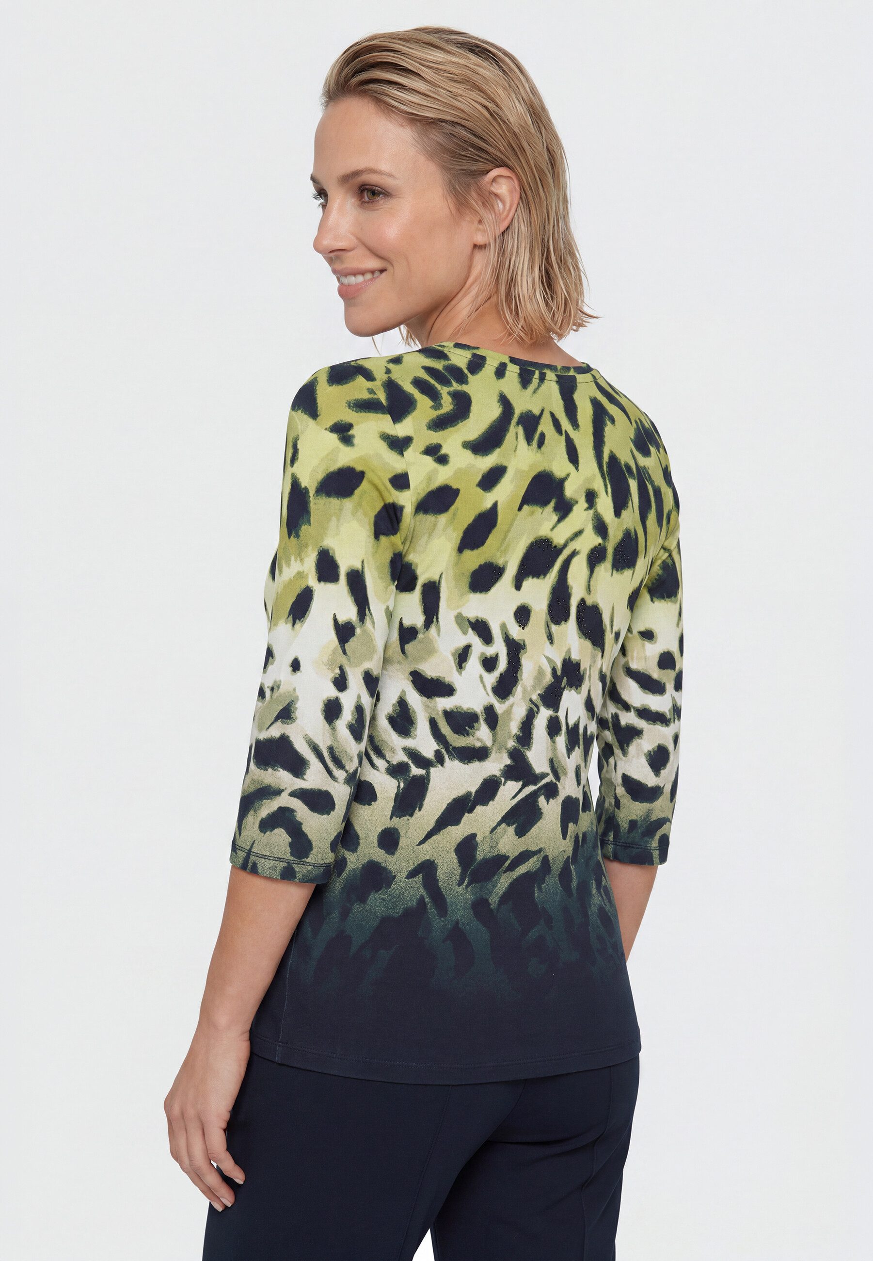 Olsen T-Shirt Shirt mit Panneaux-Print und Zierelementen