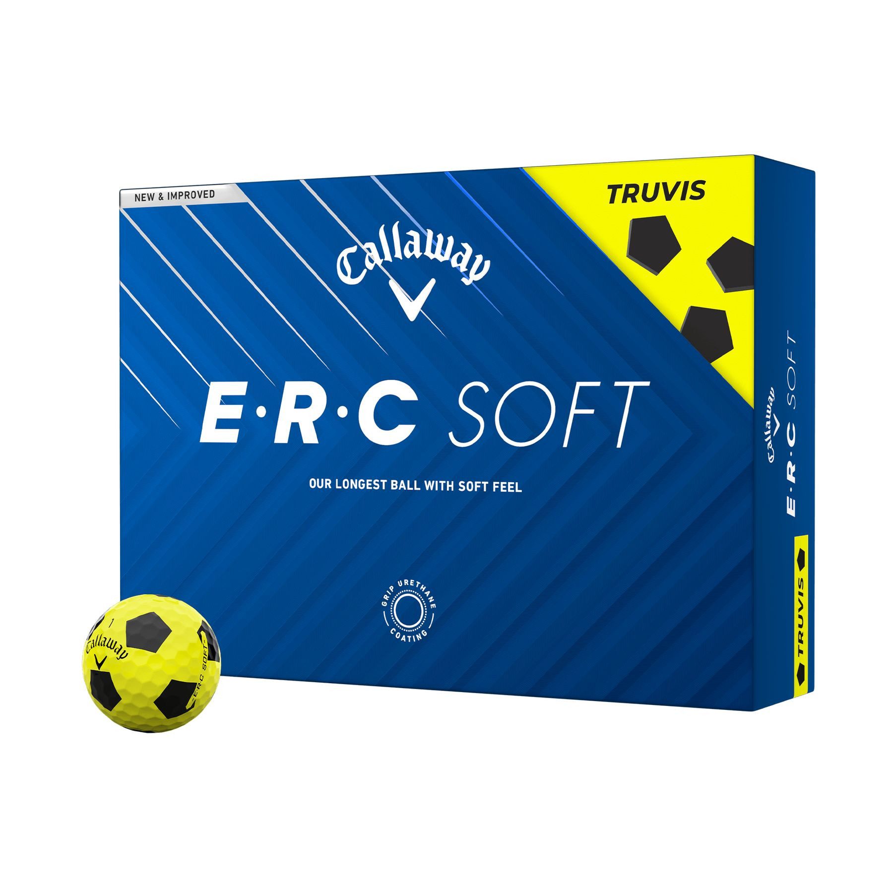 Callaway Golfball Callaway E.R.C. Soft Truvis Yellow Golfbälle – Maximale Länge, weiches, maximale Länge, weiches Gefühl und zuverlässige Kontrolle