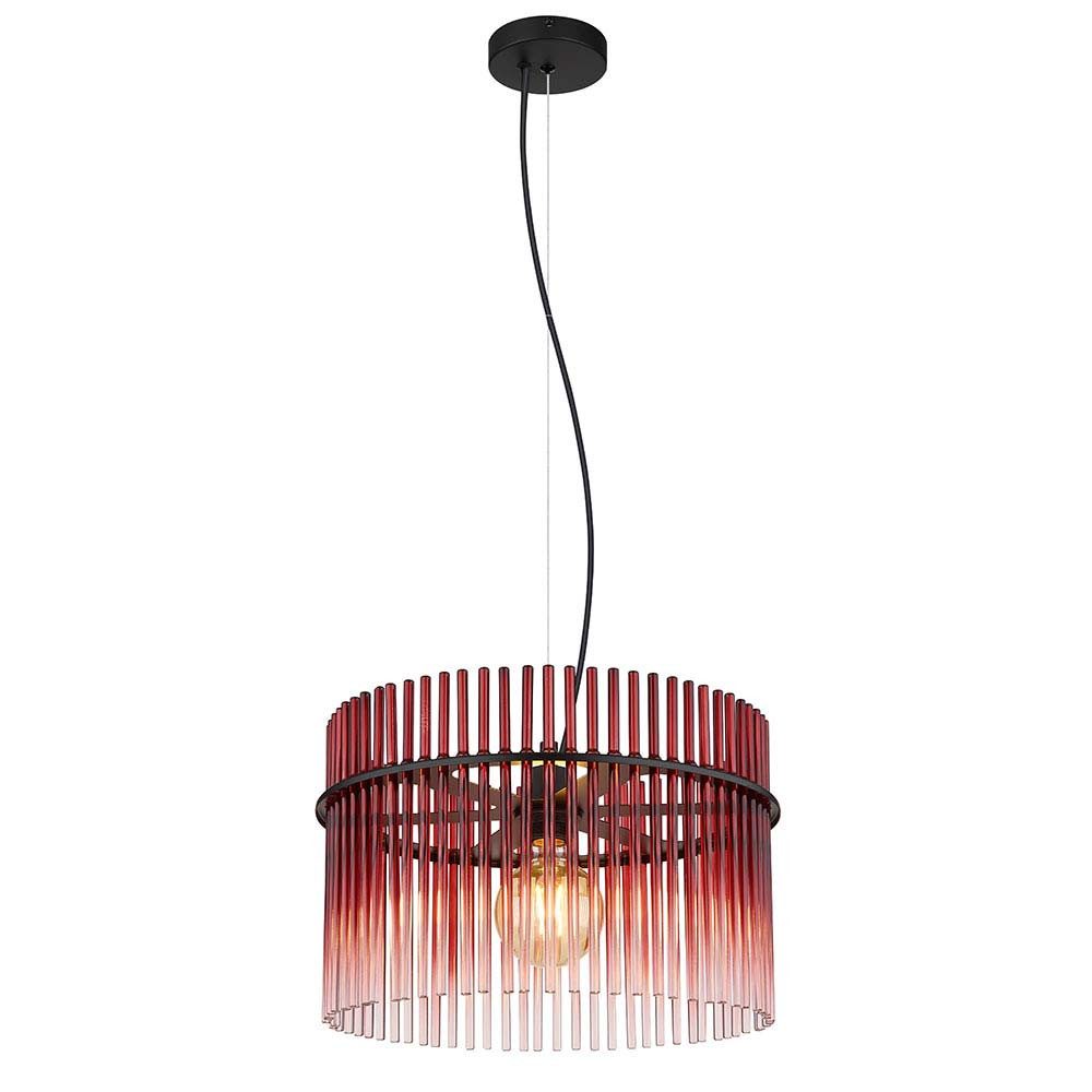 GLOBO LIGHTING LED Pendelleuchte, Leuchtmittel inklusive, Warmweiß, Pendelleuchte Hängelampe Deckenleuchte Esszimmerleuchte Glas Rot D 40