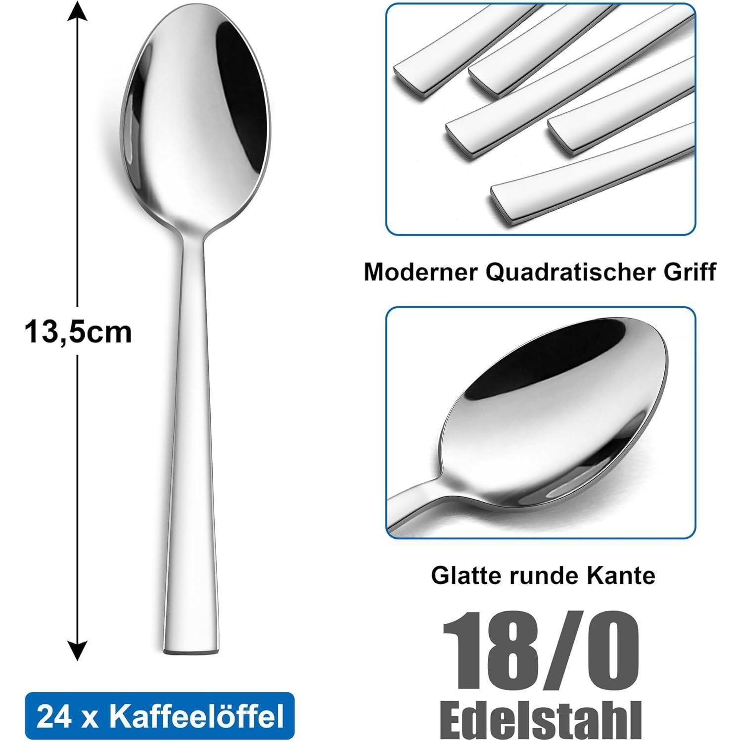 LuxusKollektion Espressolöffel Teelöffel Edelstahl Espressolöffel Spülmaschinenfest 13cm 24